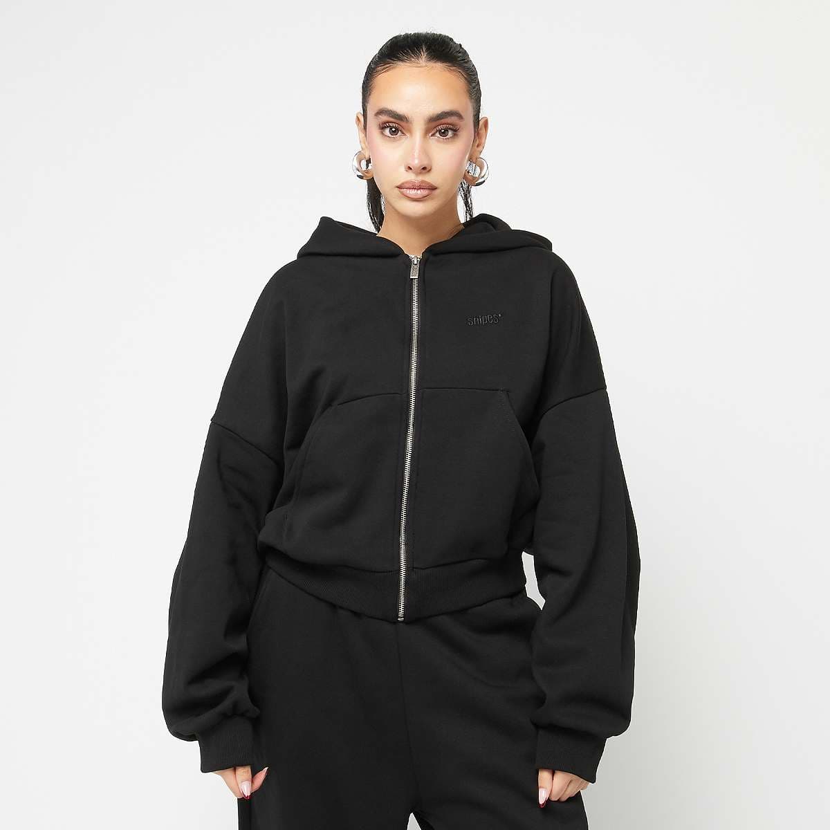 Small Logo Essential Oversized Zip Hoodie 