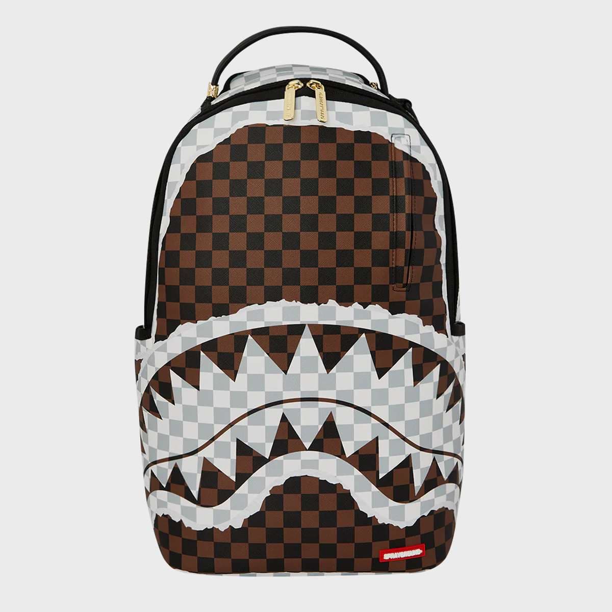 Cream and Brown Tear Check Backpack 