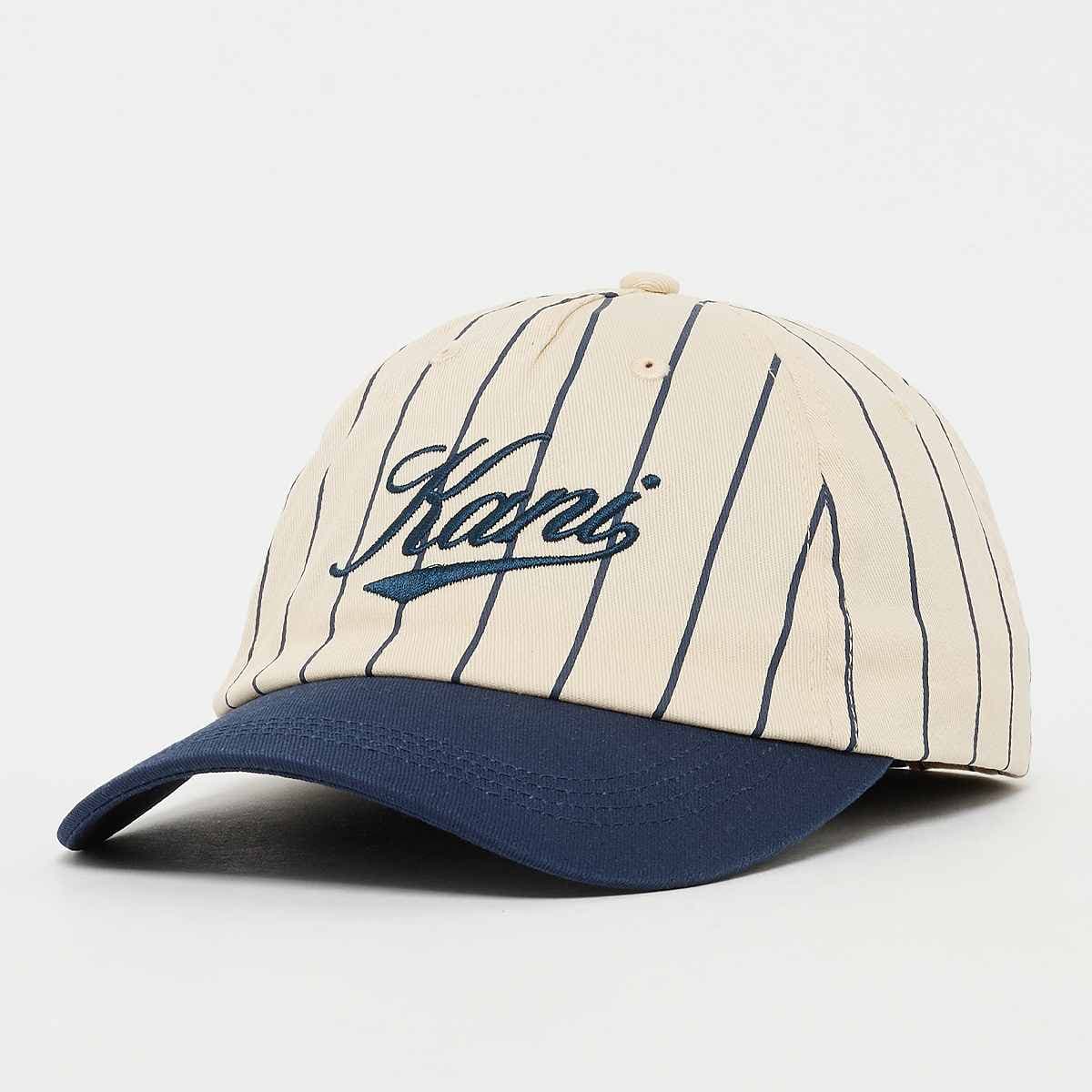 Cursive Varsity Pinstripe Baseball Cap off white/dark blue