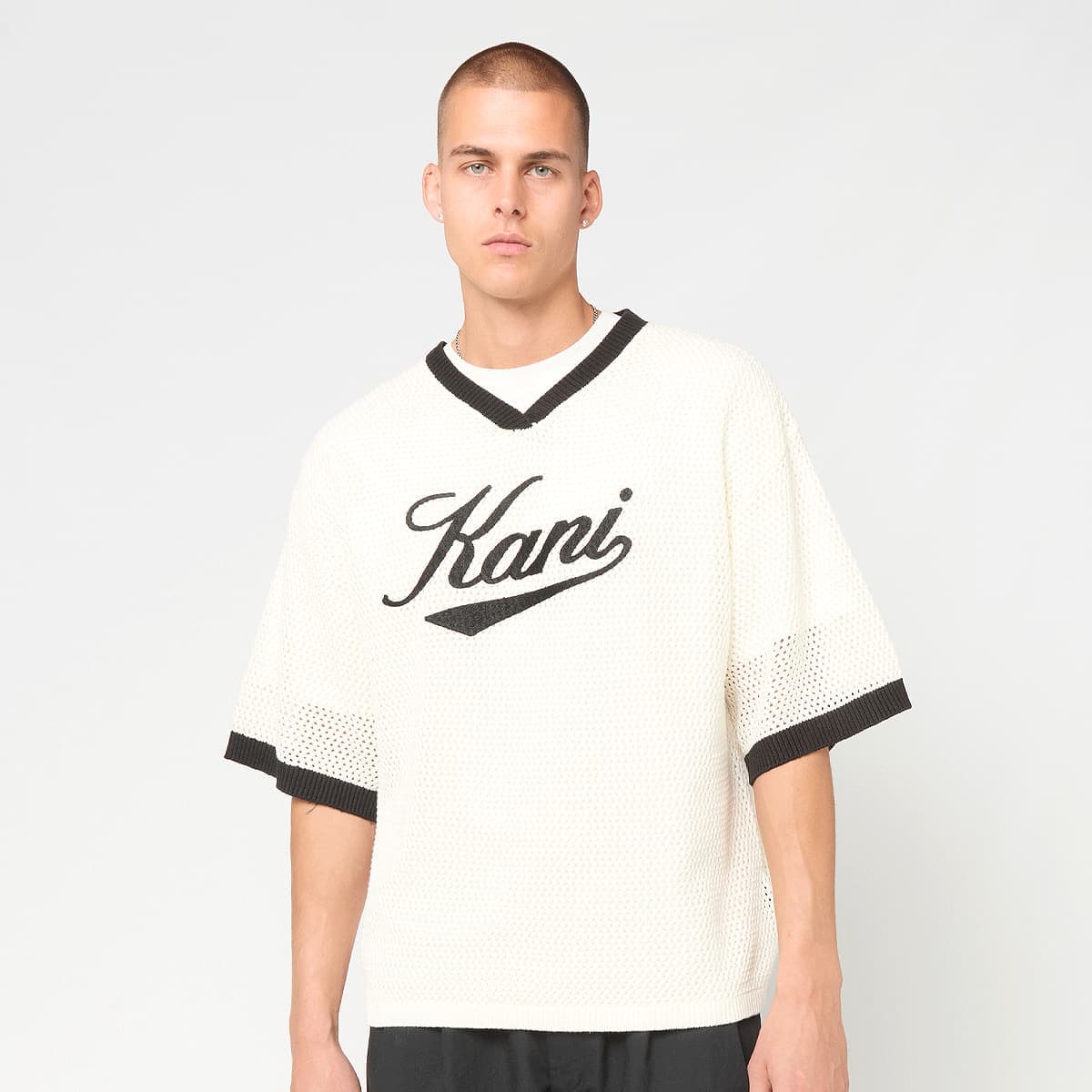 Cursive Varsity Crochet Boxy T-Shirt