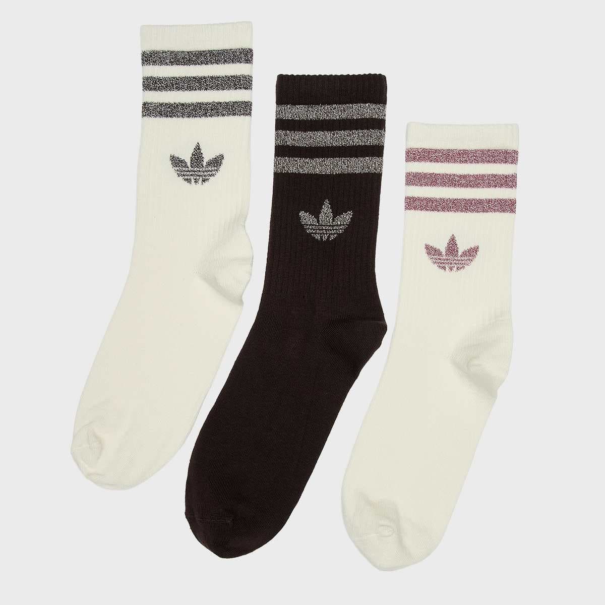 3 PACK - 3-Stripes Glitter Crew Socks