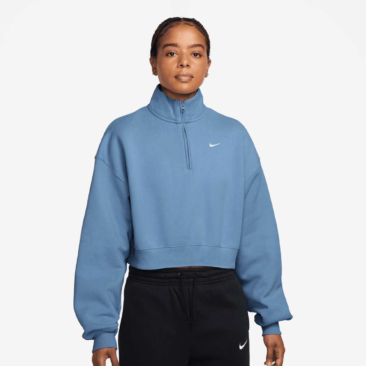 Studio Fleece Mid Waist Oversized Crop Quarter Zip