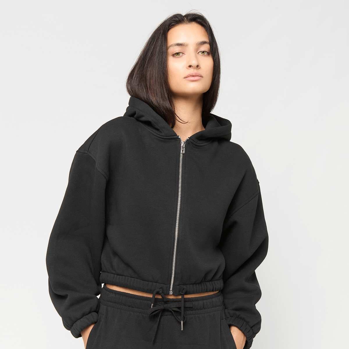 Ladies Fluffy Cropped Zip Hoodie