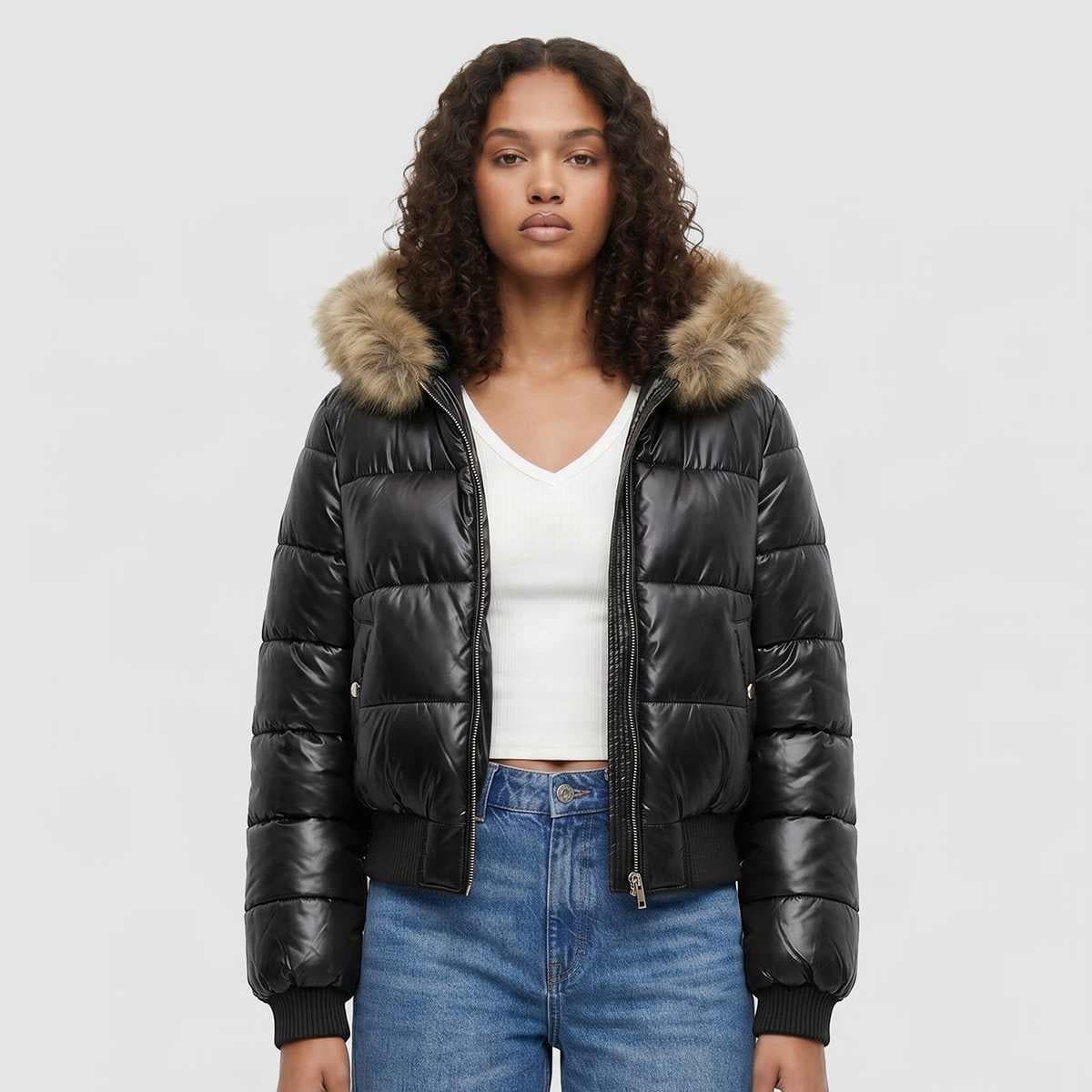 Bomber Fake Fur Hooded Jacket 
