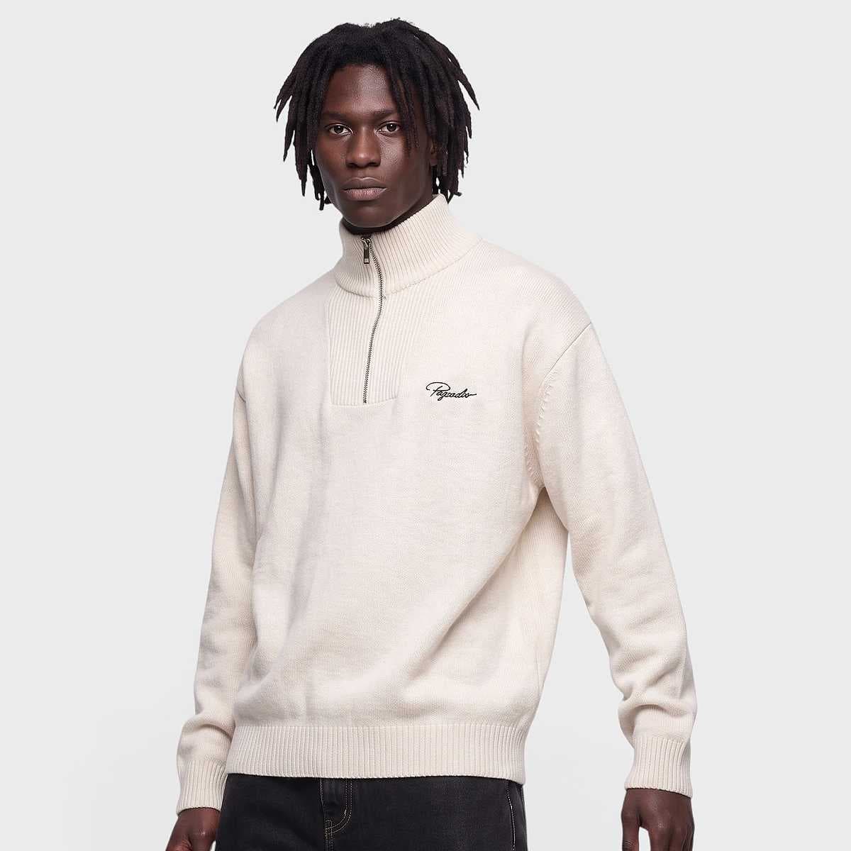 Gilmonde Structured Knit Half-Zip Sweater Cream