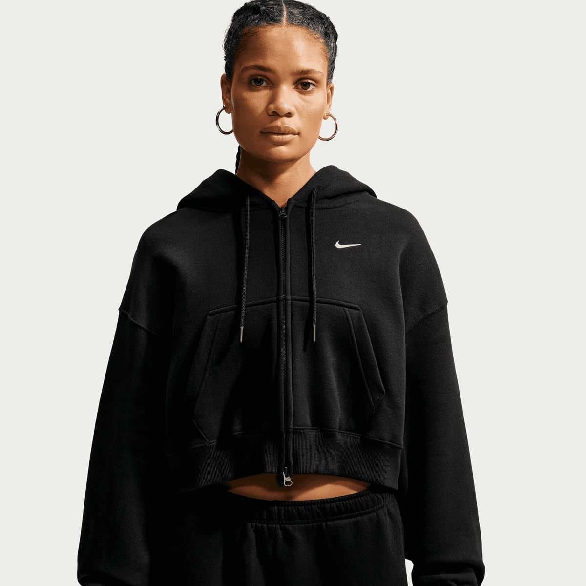 Studio Fleece Medium Weight Oversized Crop Full Zip Hoodie