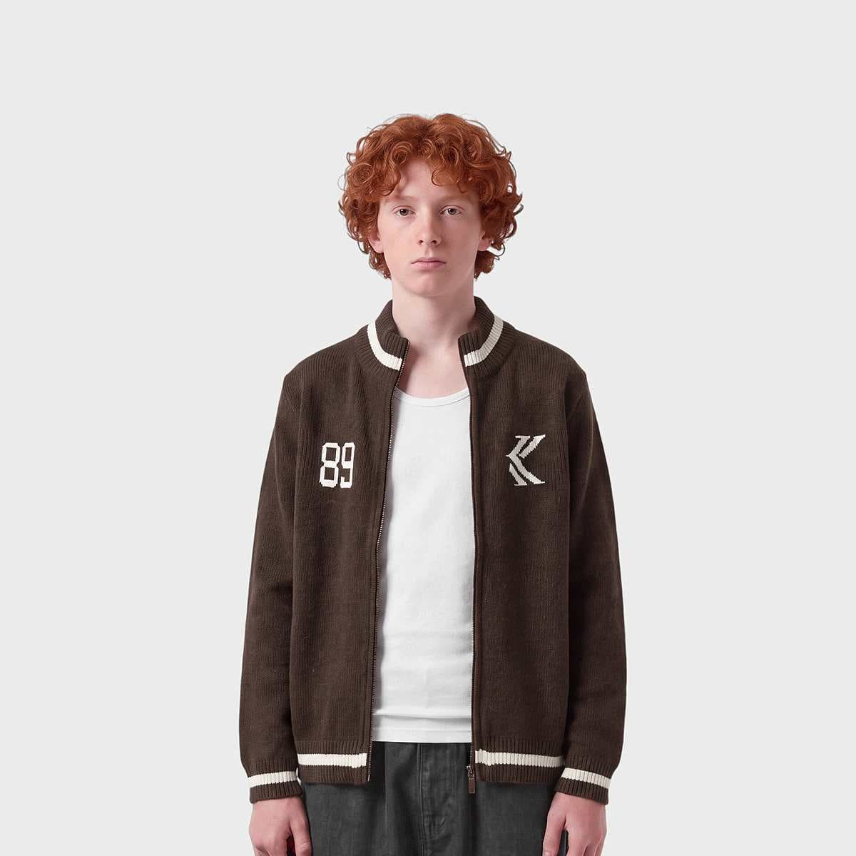 OG K Knit Zip Cardigan Junior brown