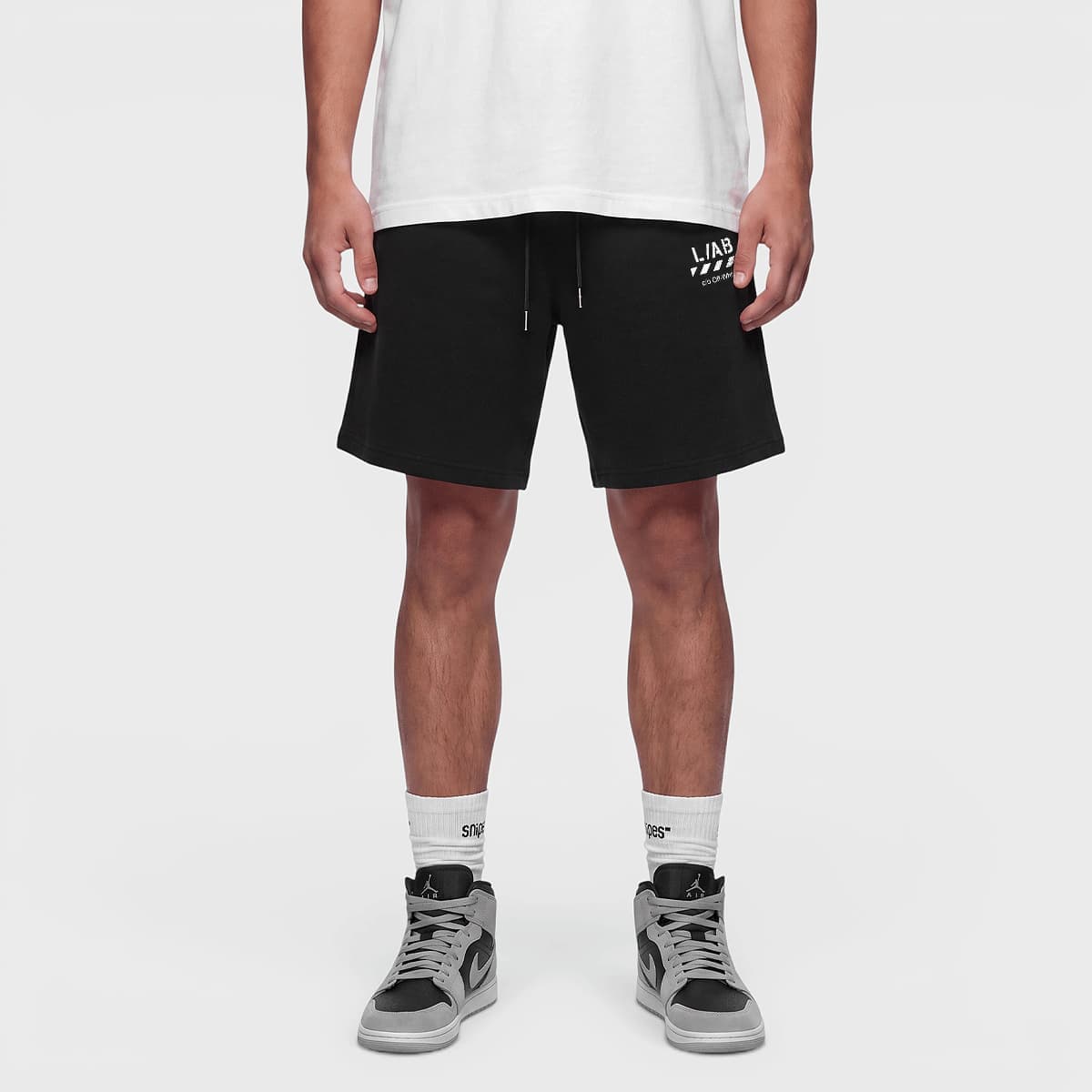 Diagonal Open Hem Jogger Shorts