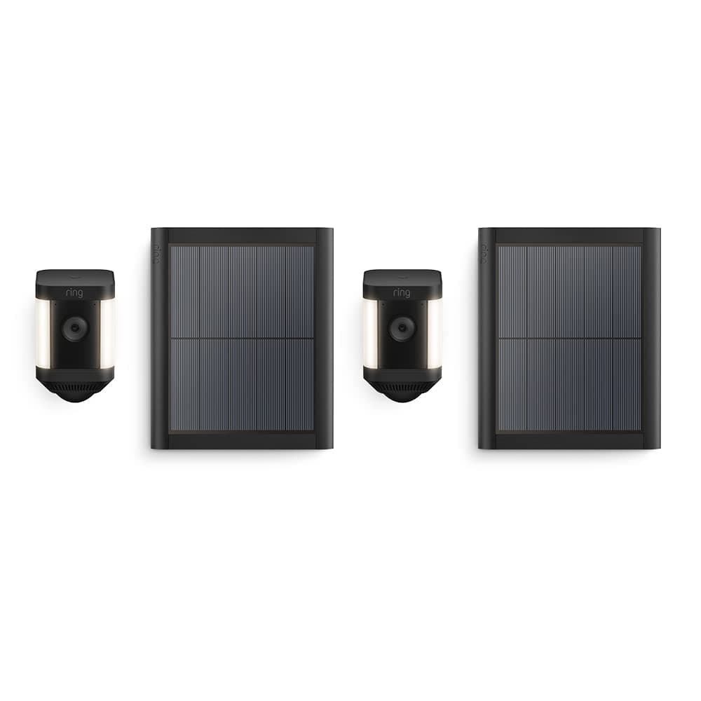 Ring cámara Plus con luces solar (Spotlight Cam Plus) | Cámara de vigilancia exterior HD wifi con comunicación bidireccional, visión nocturna y focos LED | 30 días gratis de Ring Home | 2 Cámaras