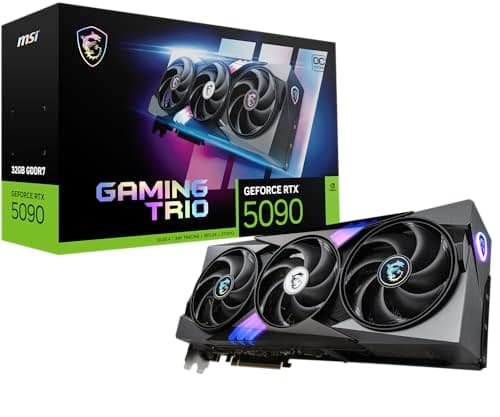 MSI GeForce RTX 5090 32G Gaming Trio OC — 32GB GDDR7 (28Gbps/512-bit), PCIe 5, Boost: 2482 MHz, HDMI 2.1b, DisplayPort 2.1b