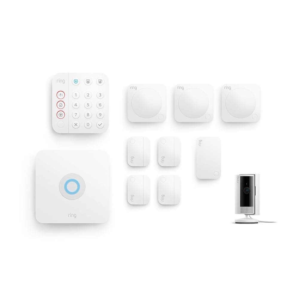 Kit de Ring Alarm L + Cámara interior (Indoor Camera 2ª gen) | Sistema de seguridad para el hogar con alarma y vigilancia asistida opcional, sin compromiso a largo plazo | 30 días gratis de Ring Home