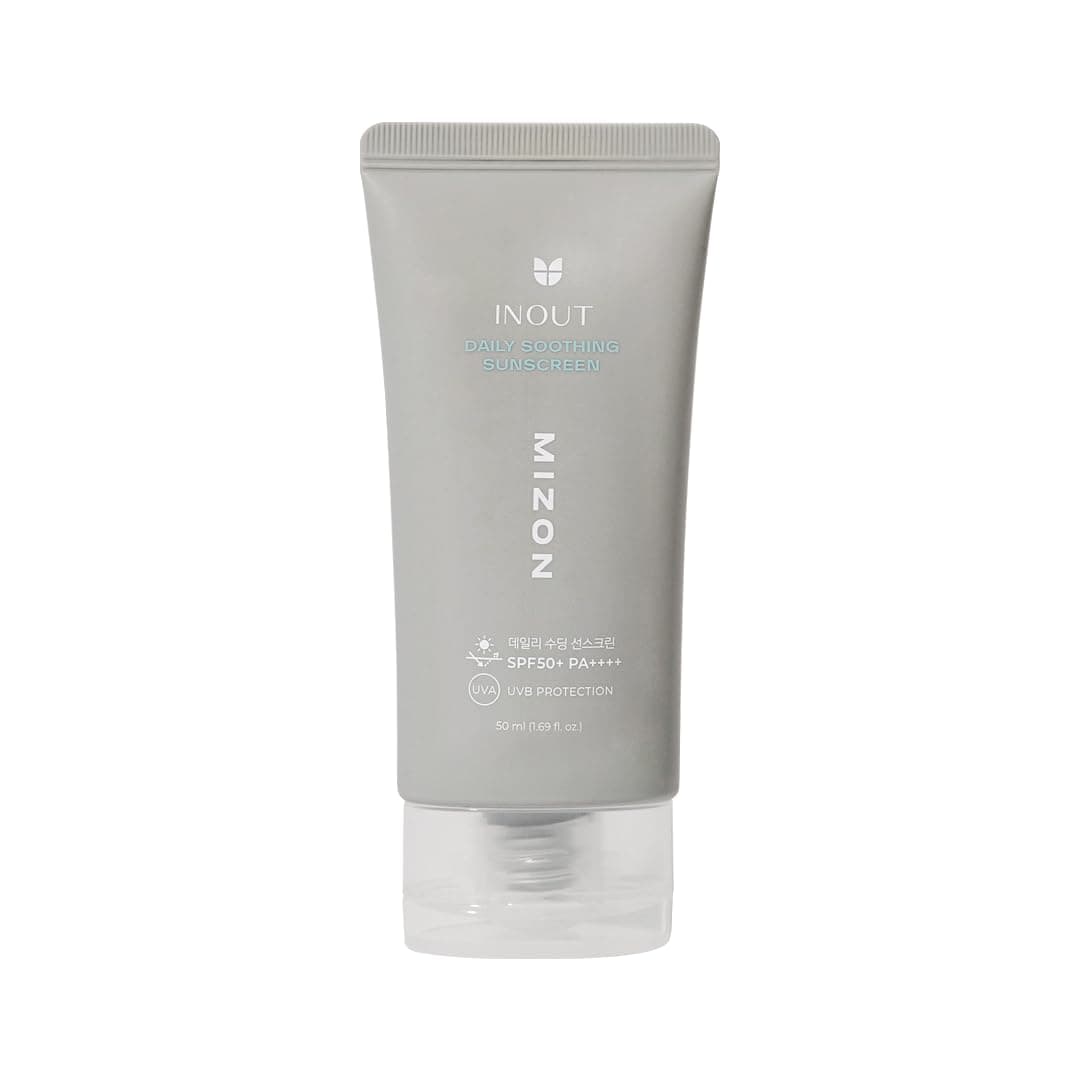 [MIZON] INOUT Soothing Sunscreen SPF50+PA++++ (50ml) Crema Solar y Skincare Coreano, Protección 24H, Antienrojecimiento, Ácido Hialurónico y Centella Asiática, 100% Vegano y Seguro para los Arrecifes