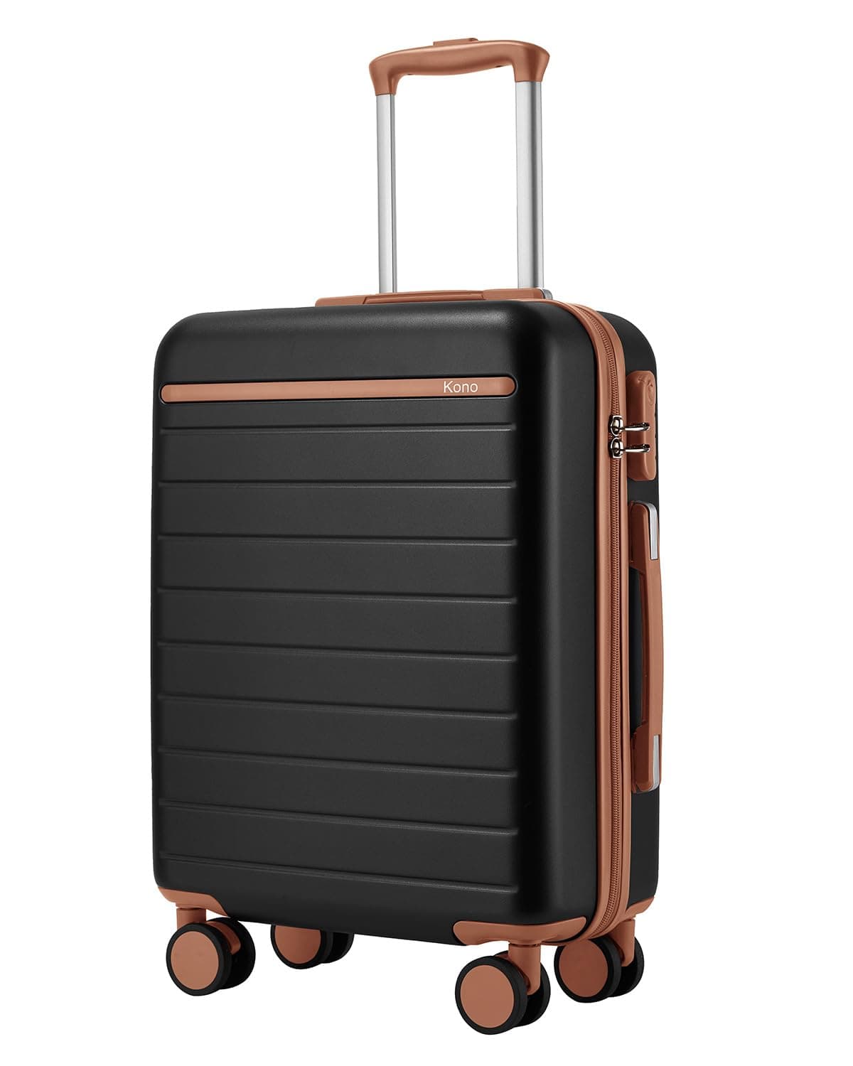 Kono Maleta de Cabina 55x40x20cm, Maleta Ligera de Compuesto ABS+PC, Equipaje de Mano con 4 Ruedas, Negro