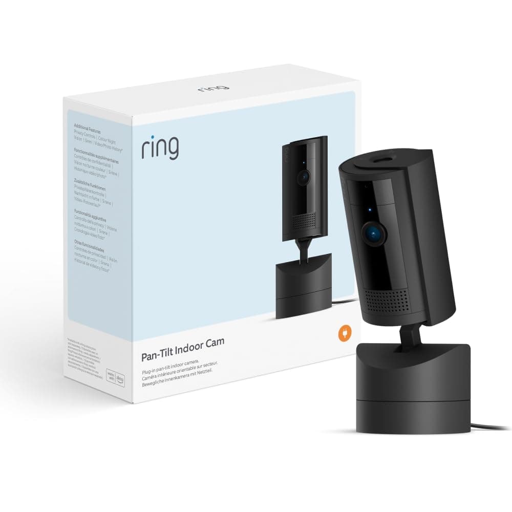 Bewegliche Ring-Innenkamera (Pan-Tilt Indoor Camera) von Amazon | Plug-in-Sicherheitskamera für Haustierbesitzer | 360° schwenkbar, 169° neigbar | 30 Tage Ring Protect