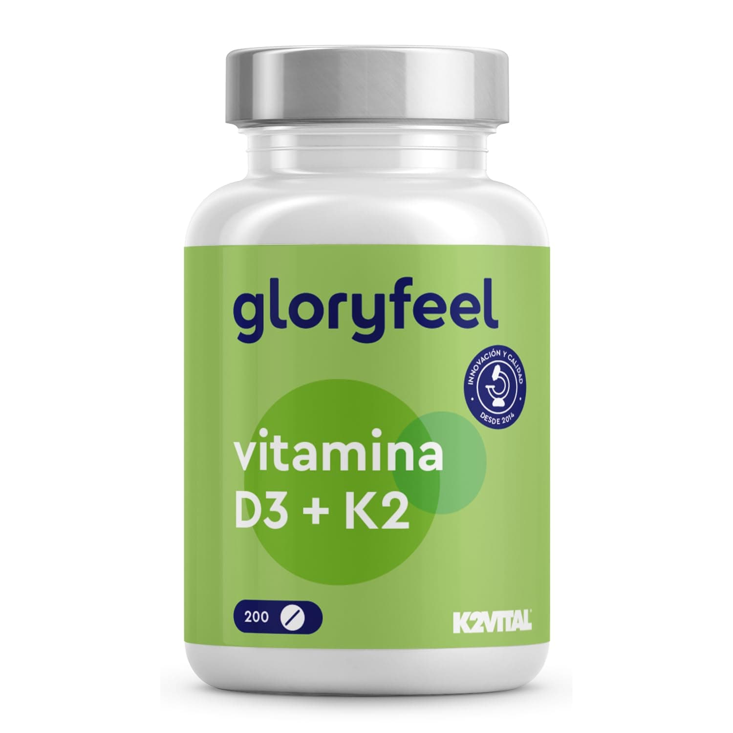 Vitamina D3 y K2 2000 U.I. - 100µg de Vitamina K2 MK7 - PREMIUM: K2VITAL® - Dosis personalizada - Apoya huesos, músculos y sistema inmunológico
