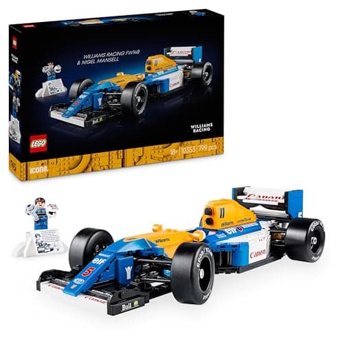 LEGO Icons Williams Racing FW14B mit Nigel Mansell - F1 Modellauto Set mit Rennfahrer Minifigur zum Sammeln - Schreibtischdeko mit Ständer - Geschenk für Erwachsene &amp; Jugendliche Motorsportfans 10353