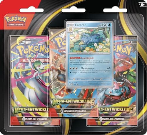 Pokémon-Sammelkartenspiel: 3er-Pack Mega-Entwicklung: Entoron (1 holografische Promokarte &amp; 3 Boosterpacks)