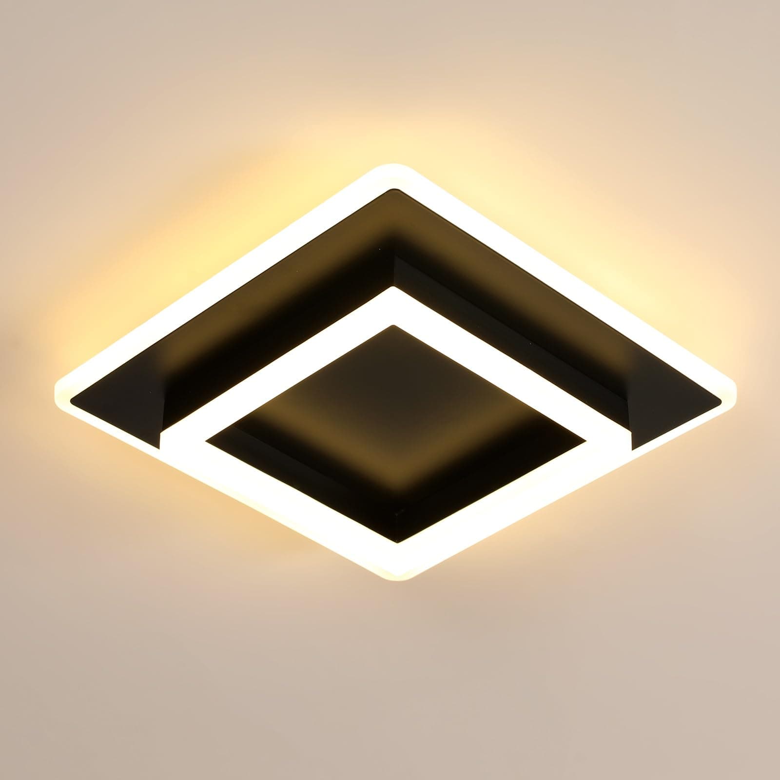DELIPOP Plafoniera LED Soffitto, 30 W 3600 LM Lampadario LED Soffitto Quadrato, Lampada da Soffitto Moderna in Acrilico per Camera da Letto, Bagno, Corridoio, Bianco Caldo 3000 K