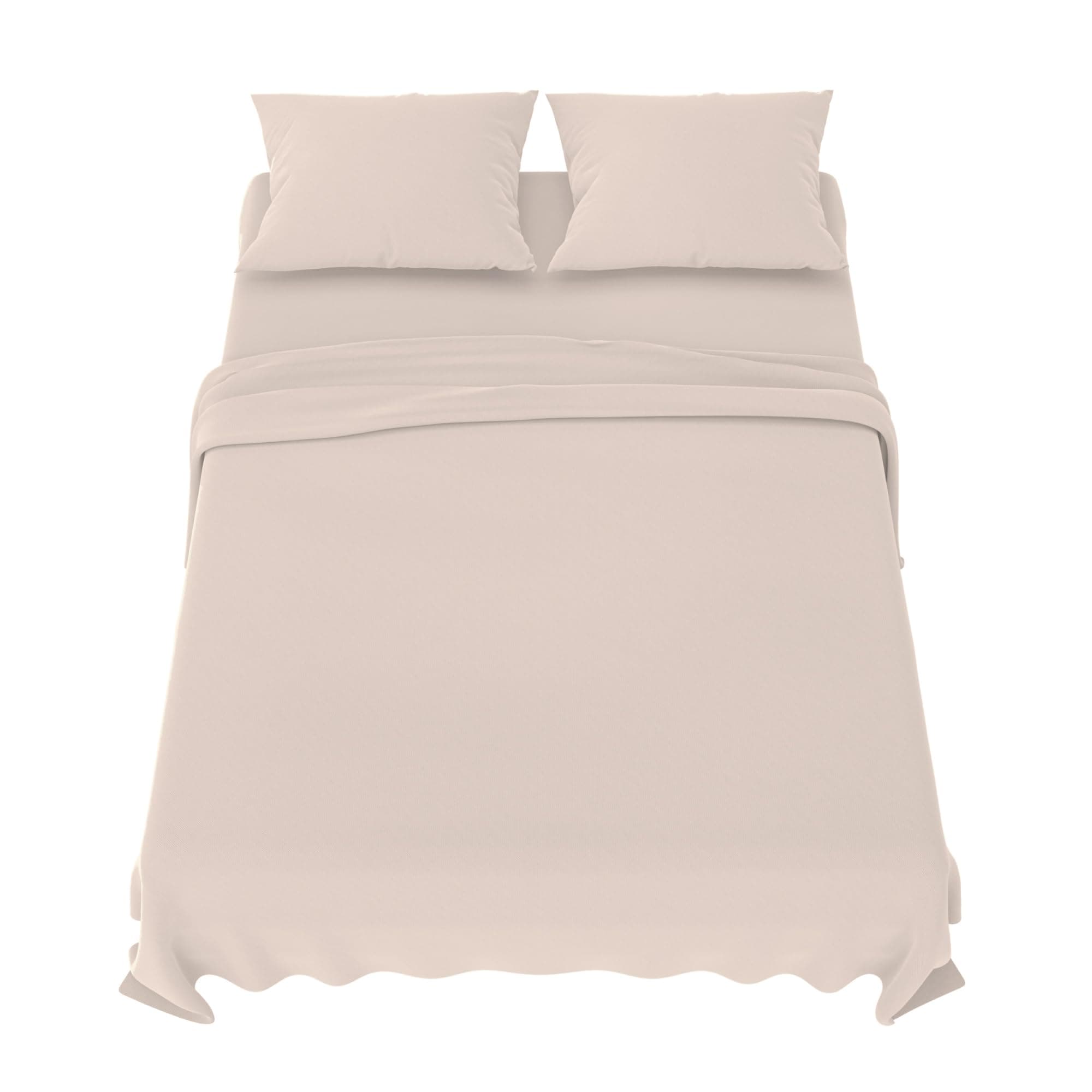 Dreamzie Parure de Lit 160x200 cm - 4 Pièces en Microfibre - Drap Housse 160x200 cm - Drap Plat 2 Personnes 240x280 cm - 2 Taie Oreiller 50x80 - Certifié Oeko Tex - Beige