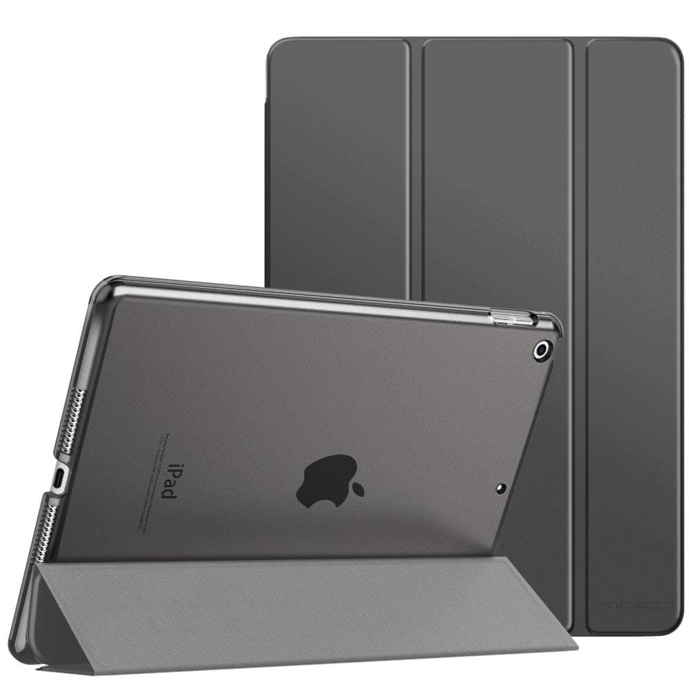 MoKo Custodia per iPad di 9a generazione 2021/8a generazione 2020/7a generazione 2019, iPad 10.2 - Custodia sottile con supporto e protezione posteriore satinata traslucida, grigio siderale