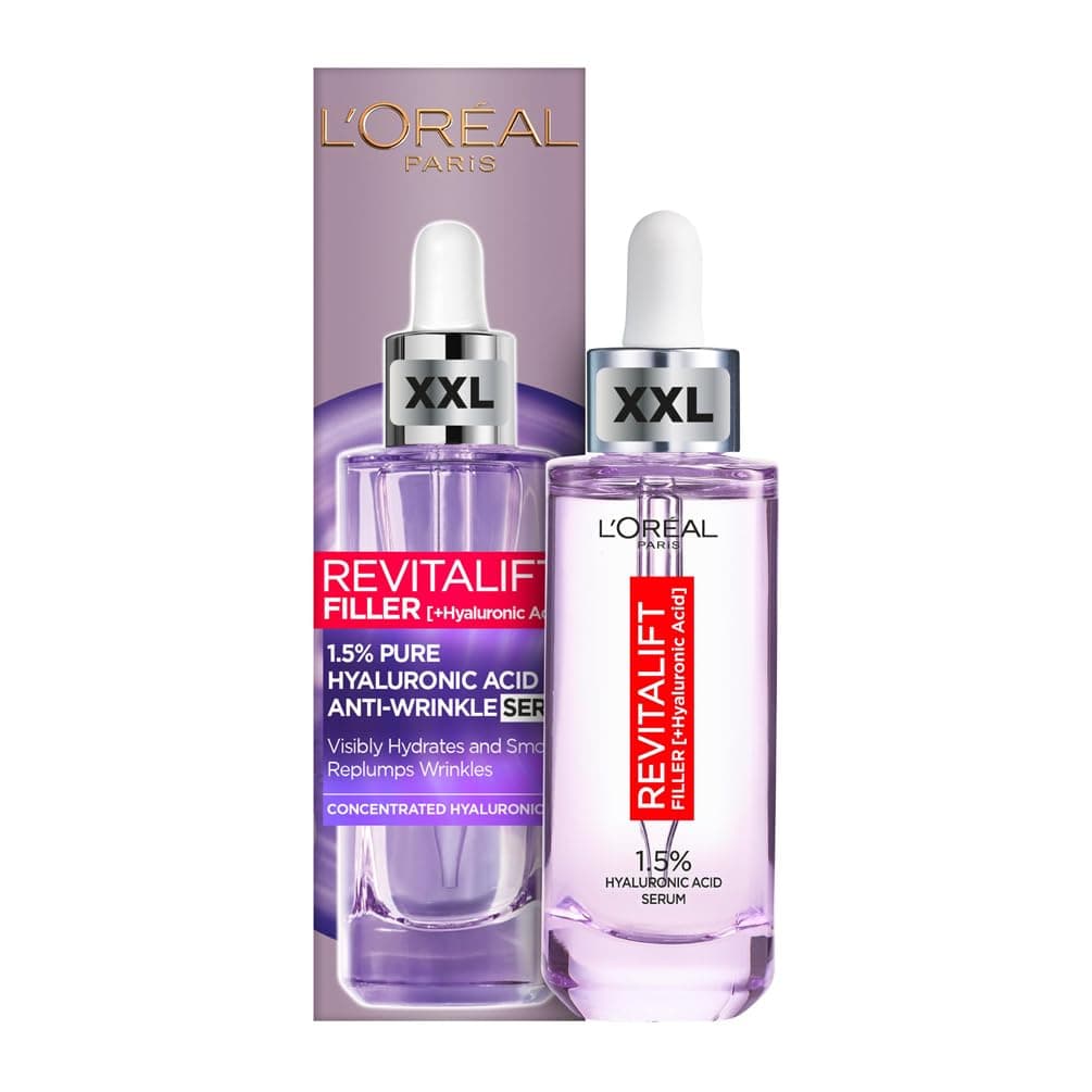L'Oréal Paris Aufpolsterndes XXL Serum für Frauen: für Faltenminderung & jugendlich und praller aussehende Haut mit [1,5% Hyaluronsäure], Revitalift Filler, 1x 50ml[Exklusiv bei Amazon]