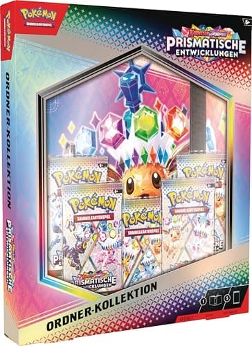 Pokémon-Sammelkartenspiel Ordner-Kollektion Karmesin &amp; Purpur – Prismatische Entwicklungen (Ordner mit 378 Kartenfächern &amp; 5 Boosterpacks)