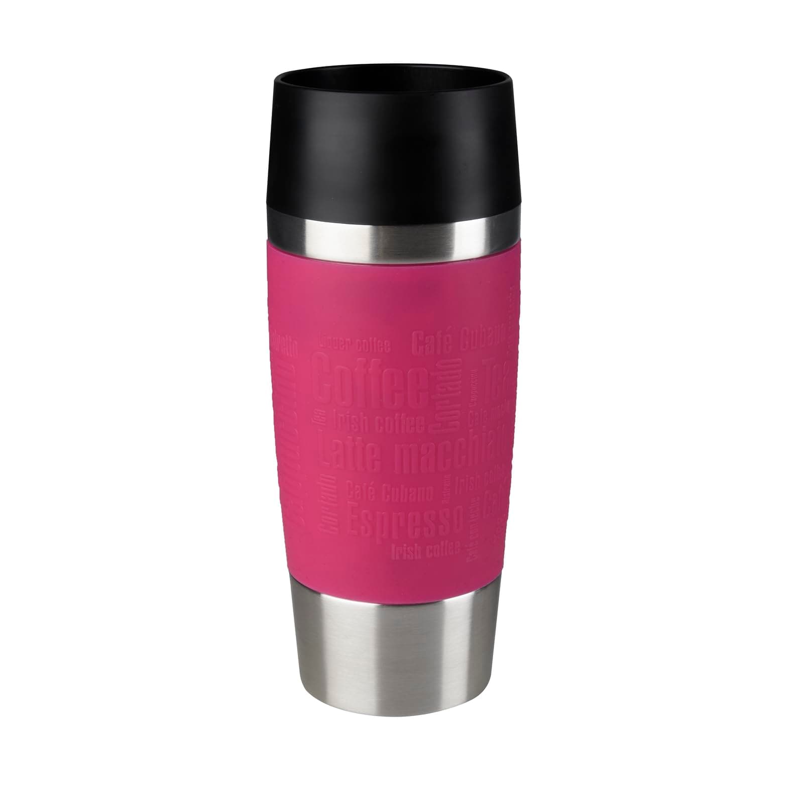 Emsa Travel Mug Classic Thermobecher, 360 ml, Isolierbecher hält 4h heiß, 8h kalt, 100 Prozent dicht, auslaufsicher, Quick-Press-Verschluss, 360 Grad-Trinköffnung, Kaffeebecher to go, Himbeer, 513550