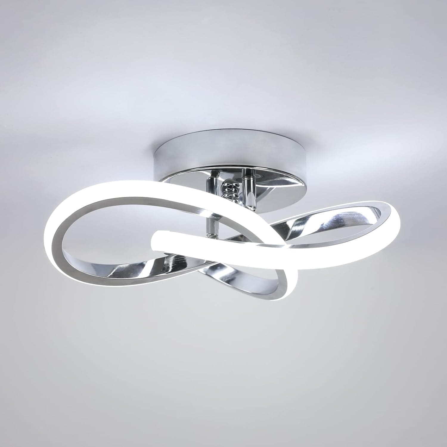 Comely LED Plafoniera Moderna, 22W Plafoniera a Fiore, Lampada da Soffitto Alluminio Argento per Soggiorno Camera da letto Corridoio Cucina, bianco 6500K
