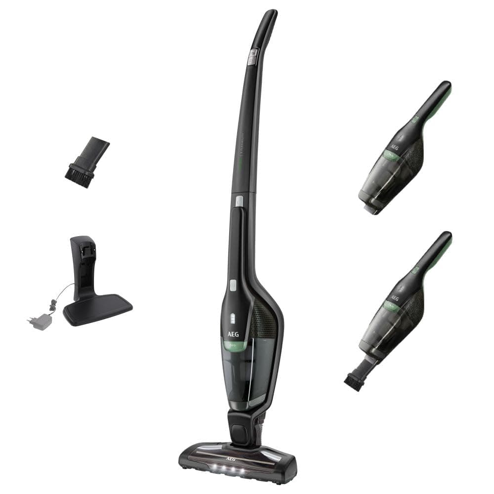 AEG Serie 3000 Ergorapido CX7-2-45MÖ 2in1 Akku Staubsauger, 50% Recyclingmaterial, beutellos, bis zu 45 min Laufzeit, freistehend, wendig, Bürstenreinigungsfunktion, LED, 0.5L, schwarz
