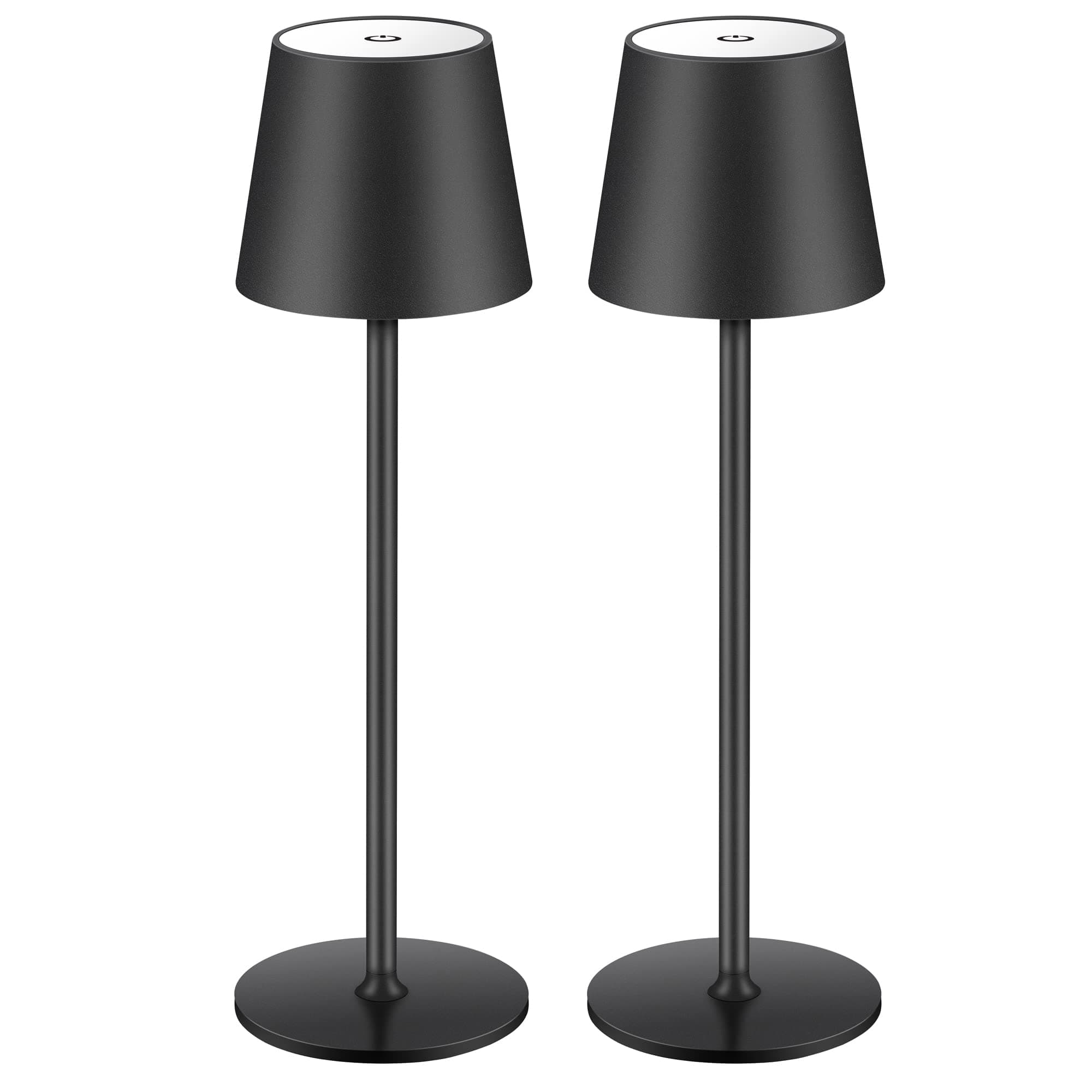 2 lampade dimmerabili LED da tavolo senza fili, ricaricabili, luce calda 3000 K, lampada da tavolo per interni ed esterni, con USB-C, alluminio, impermeabilità IP54, classe energetica A, colore nero