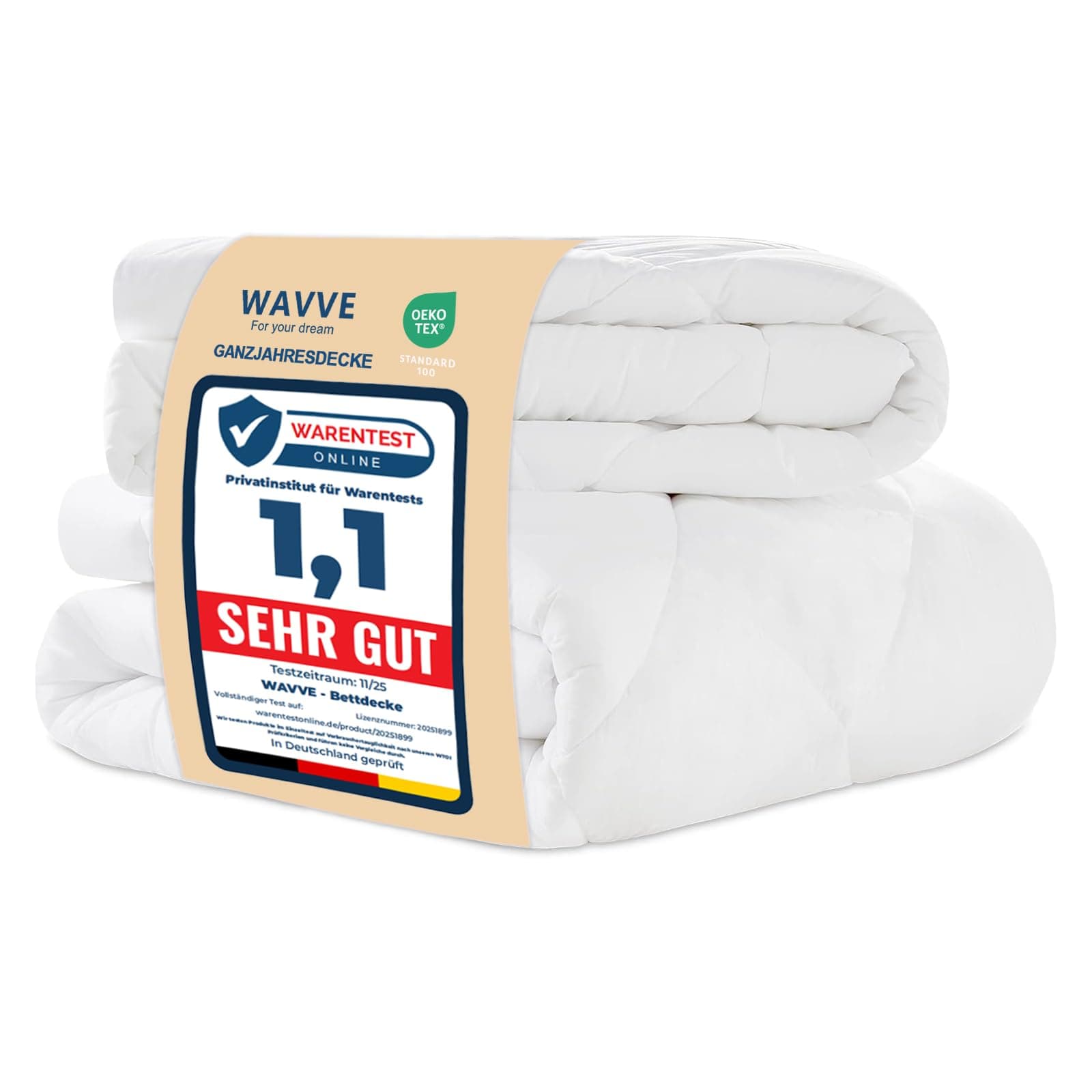 WAVVE Piumino Letto Piazza e Mezza Quattro 4 Stagioni 200x200 cm, Set Piumino Estivo 150gsm + Piumino Primaverile/Autunnale 300gsm = Piumone Invernale Caldissimo 450gsm, 200 x 200, Bianco