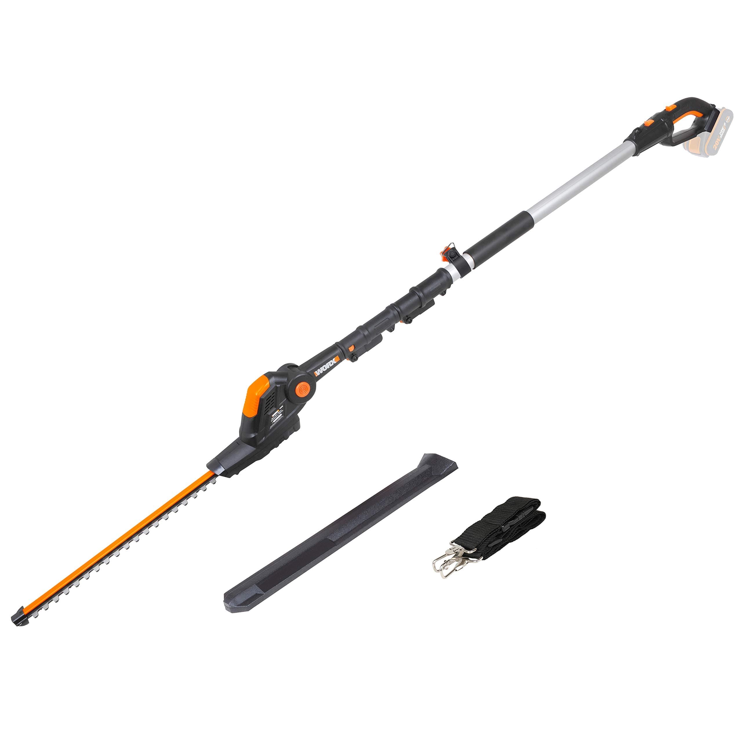 WORX WG252E.9 Cortasetos teléscopico 20V, pértiga Extensible hasta 3,6m, Peine 45cm. para setos Altos y jardinería, Correa Ajustable, sin batería ni Cargador