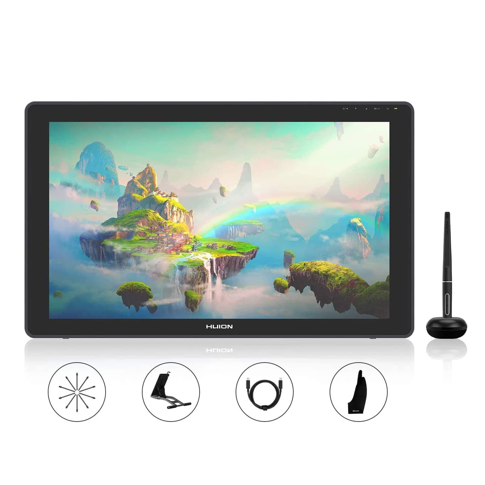 HUION Kamvas 22 Plus Tavoletta Grafica con Schermo in Vetro Antisfondamento Completamente Laminato 140% SRGB Ideale per il Lavoro a Distanza Supporto Regolabile - 21,5 Pollici