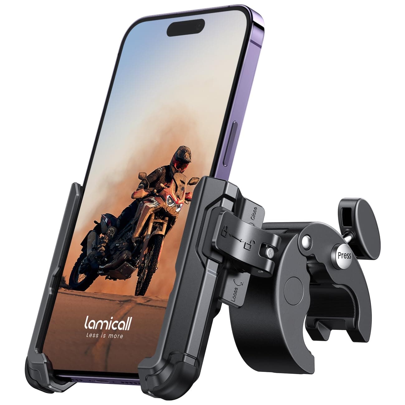 Lamicall Handyhalterung Motorrad, Handyhalter Fahrrad - 【1s Schnellspanner】 Lenker Halter für Dreharbeiten, Universal Handy Fahrradhalterung für iPhone 17 16 15 14 13 Pro Max Plus, 4-7 Zoll Smartphone