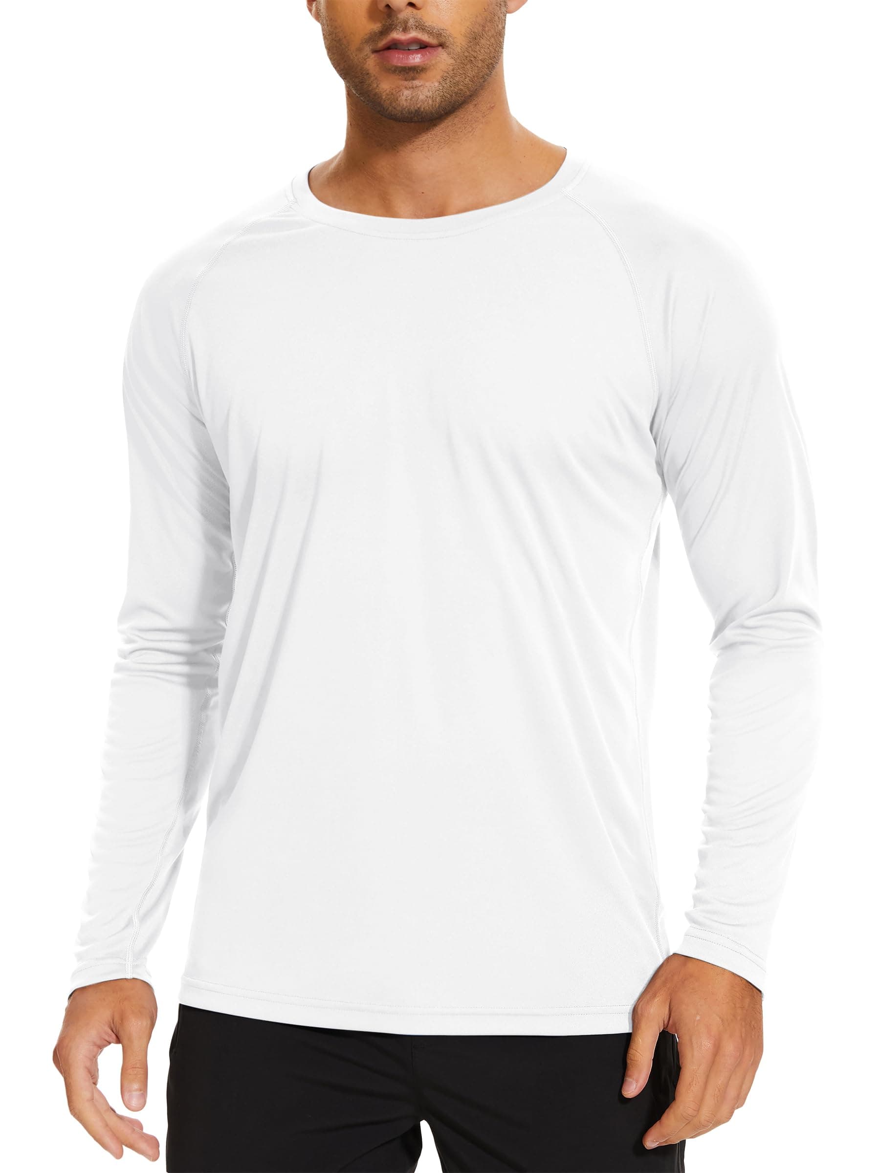 TACVASEN Camiseta Hombre Manga Larga UV UPF 50+ Turquesa S