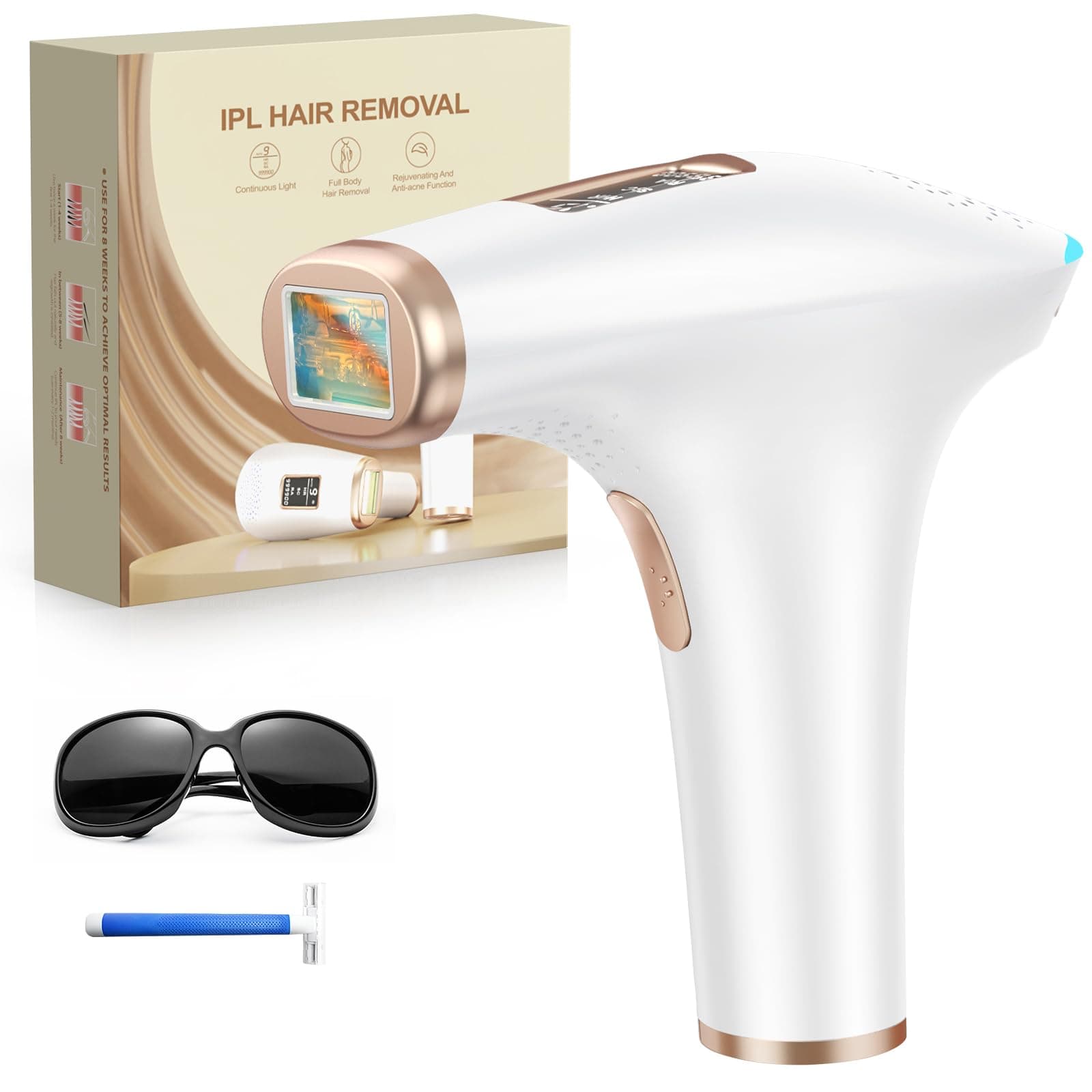 Haarlosy IPL Epilatore Luce Pulsata - Indolore Epilatore Laser con Funzioni 3 IN 1 (HR/SC/RA), 9 Livelli 999.900 Flash per Uso Domestico su Donna Uomo Bikini, Corpo, Ascelle e Gambe TD004