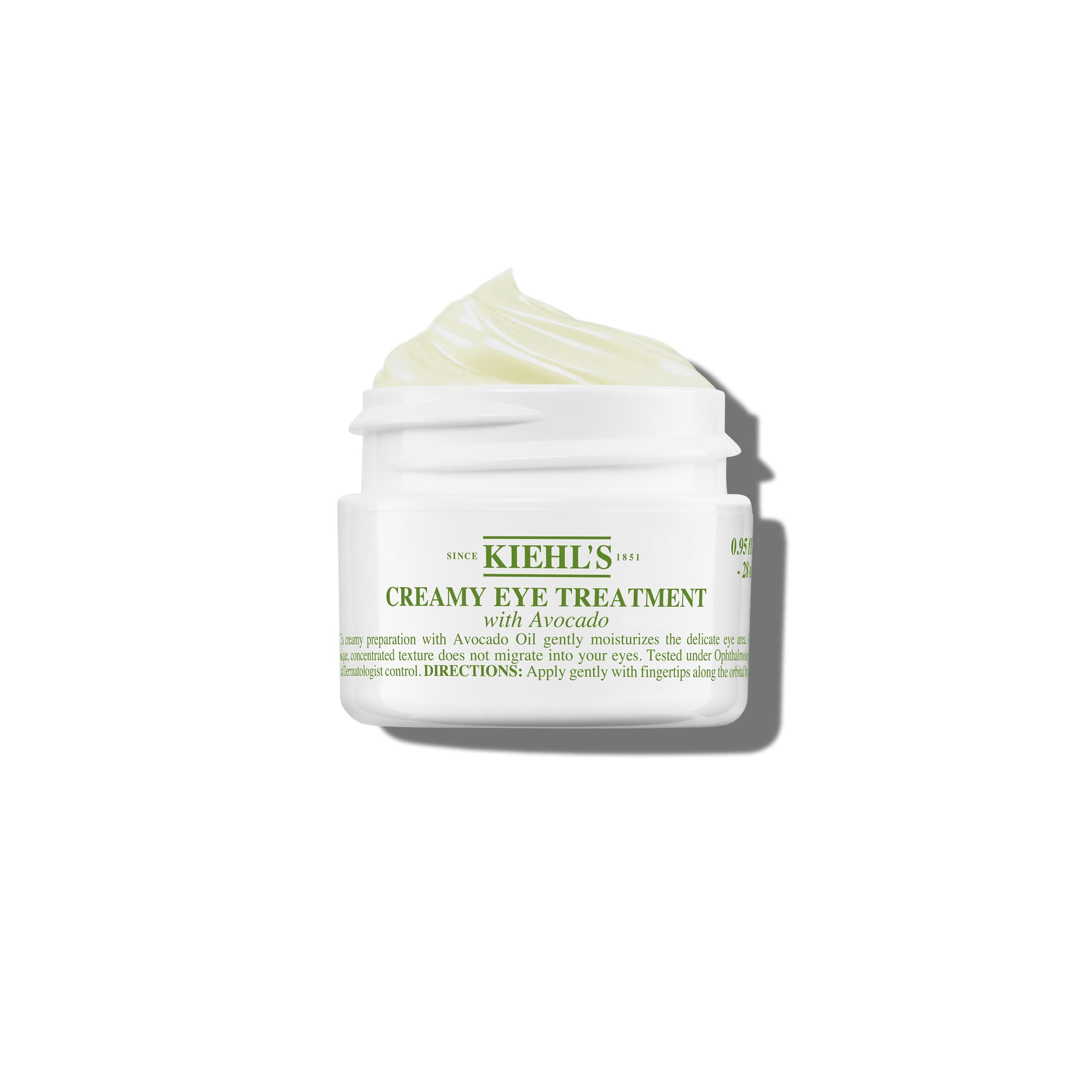 KIEHL'S Creamy Eye Treatment with Avocado, 28 ml, pflegende Augencreme mit Avocadoöl und Koffein, Feuchtigkeitscreme mildert trockenheitsbedinge Falten, Augenpflege für normale und empfindliche Haut