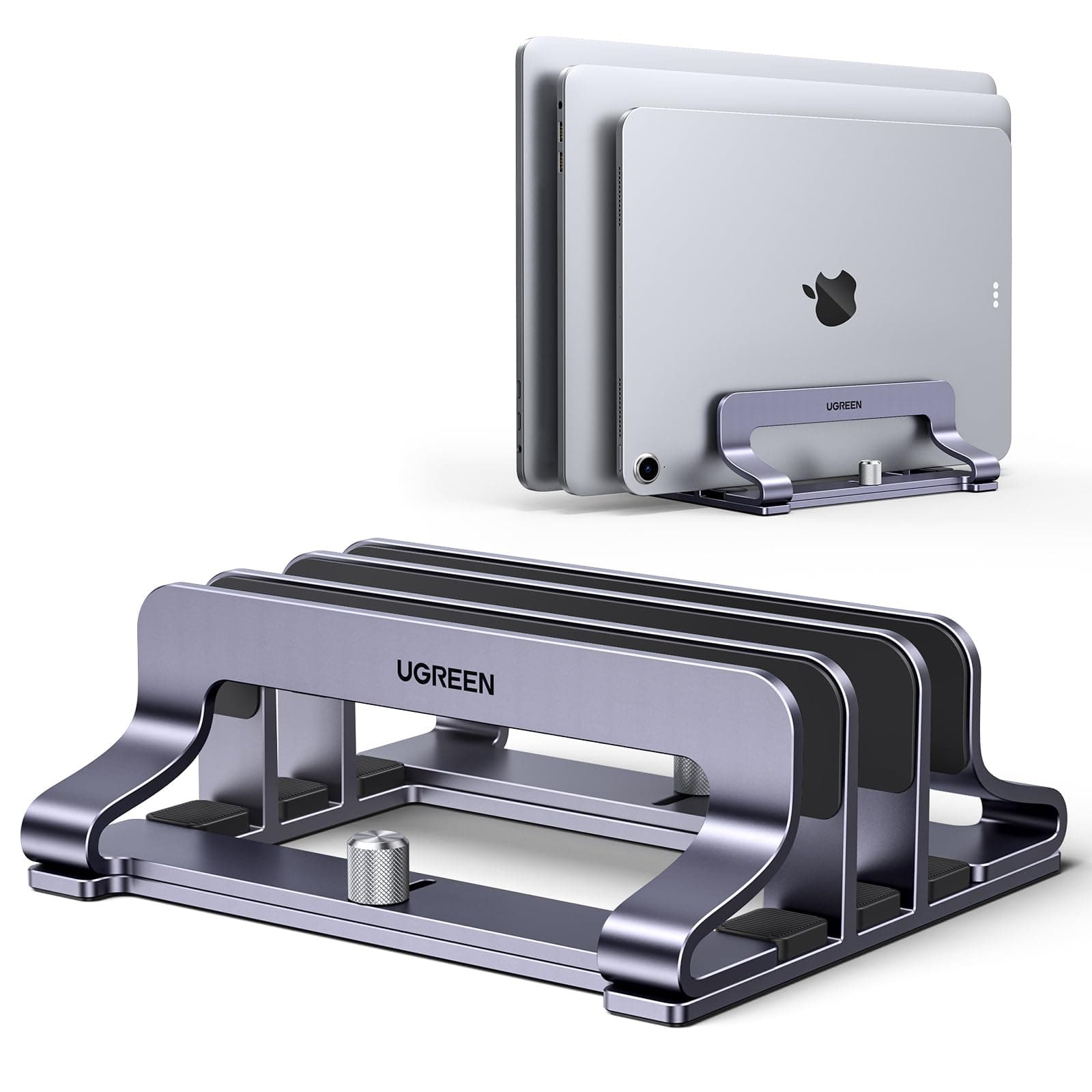 UGREEN Supporto Verticale 3 Slot per Laptop Regolabile, Stand PC Portabile Salvaspazio Compatibile con MacBook, notebook, iPad