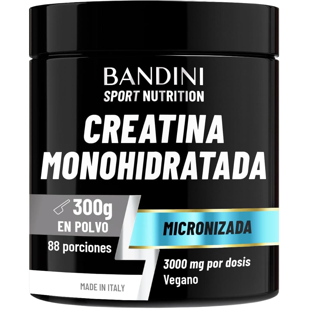 Bandini® Creatina en Polvo Micronizada - Monohidrato de Creatine 100% Puro para Rendimiento y Potencia Muscular - Sin Sabor - Incluye dosificador - 88 Porciones - 300 gramos Vegano - Creatine Powder