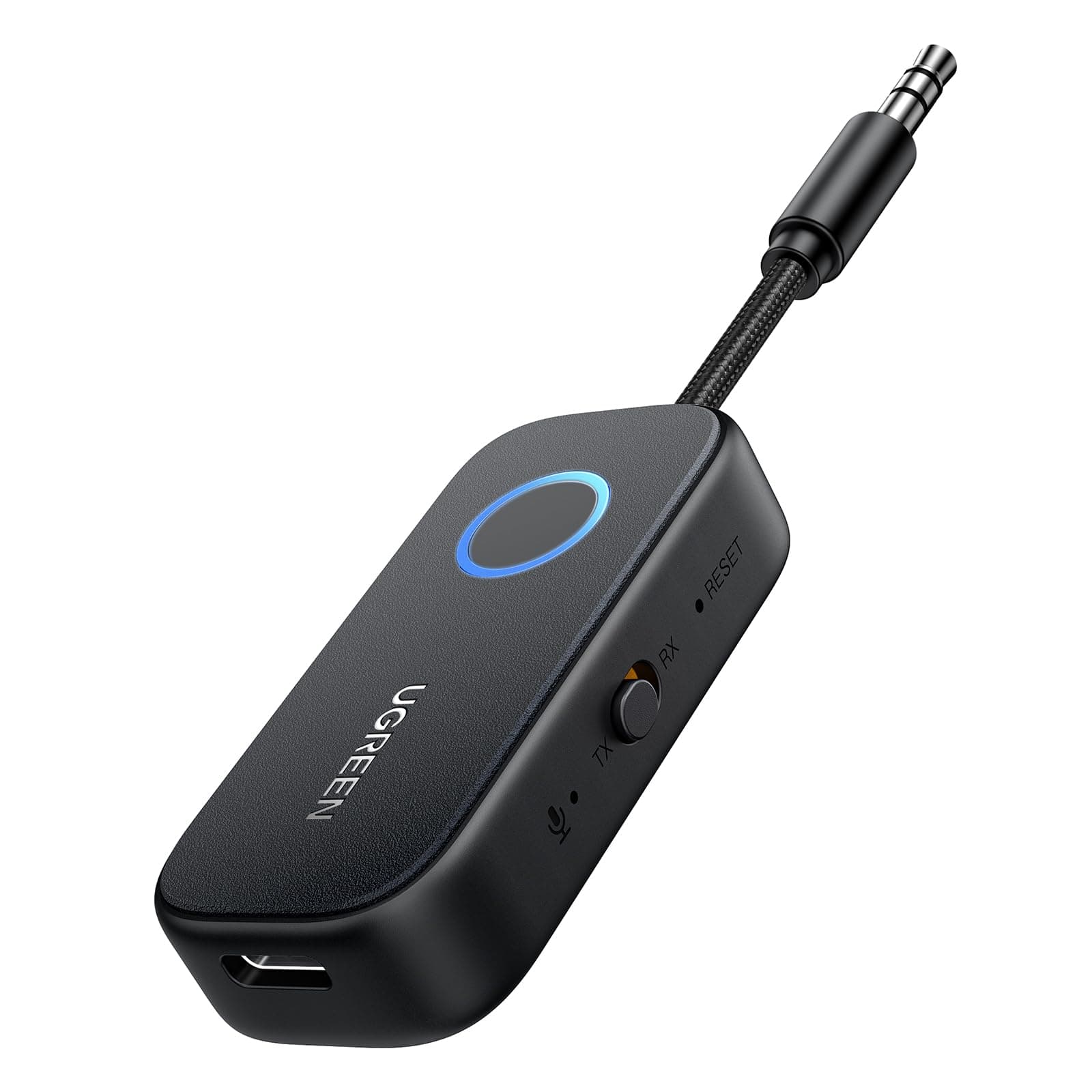 UGREEN aptX Bluetooth 5.3 Adapter Bluetooth Transmitter Sender Klinke 3,5mm 2 in 1 Empfänger Kompatibel mit TV, Stereoanlage, Flugzeug Audio Splitter für Kopfhörer