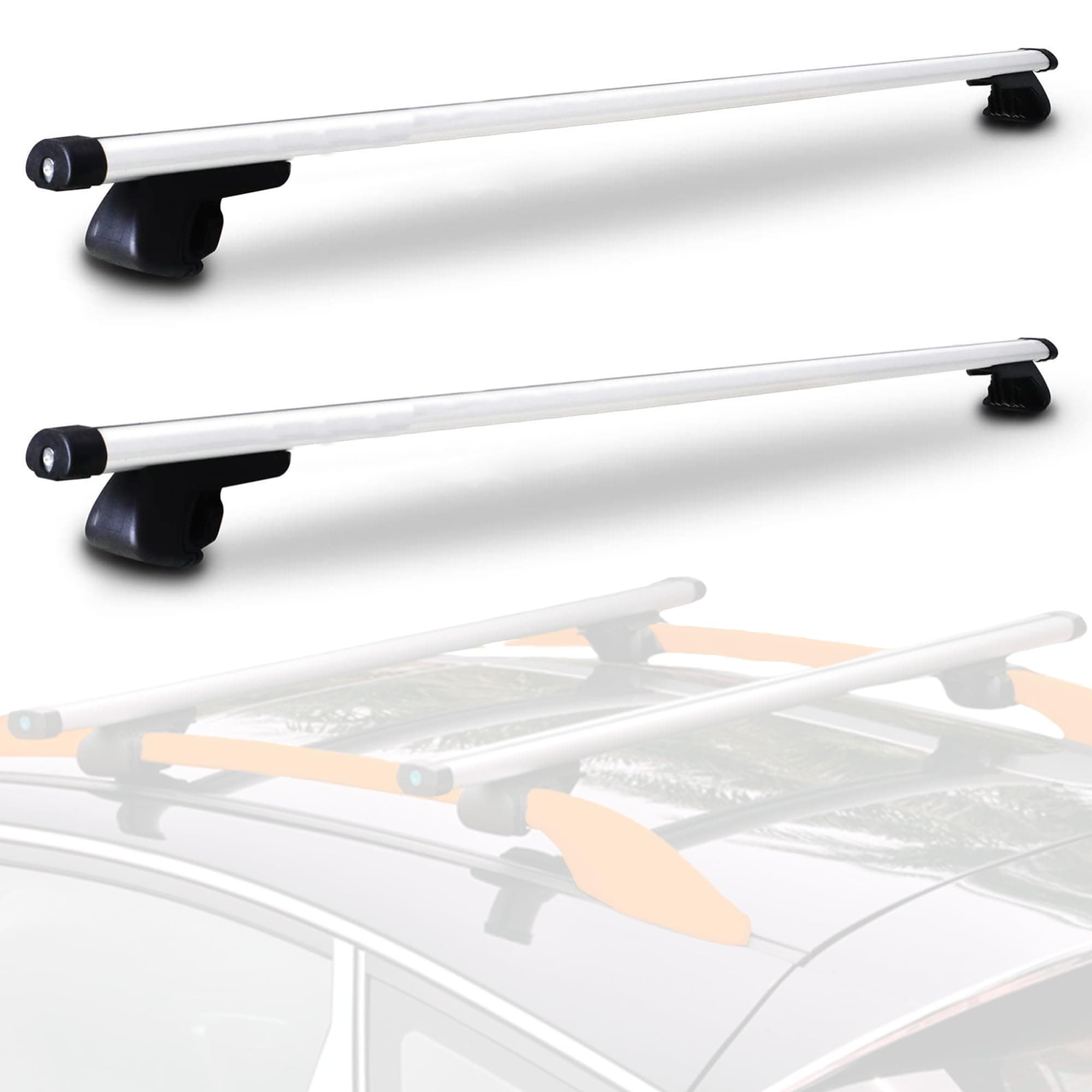 Barras de Techo para Coche. Baca Portaequipajes de Coche para Viajes. Barras Superiores Compatibles con Rieles Laterales Elevados para Equipaje. Barra Portátil para Transportar.