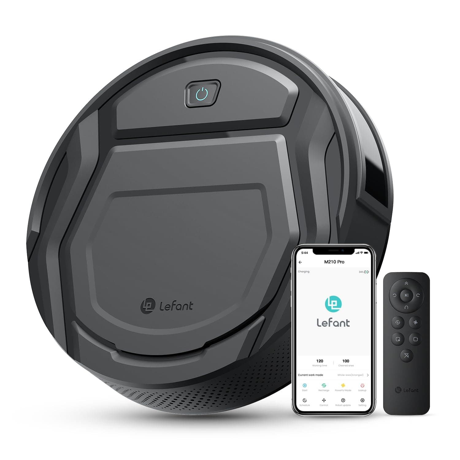 LEFANT Robot Aspirador 2200Pa, Aspirador Robot 120 min Autonomía, 6 Modos de Limpieza, App/Alexa, Sensor Mejorado de Anticolisión/Caída Navegación Inteligente, Delgado y Silencioso, M210 Pro con Mando