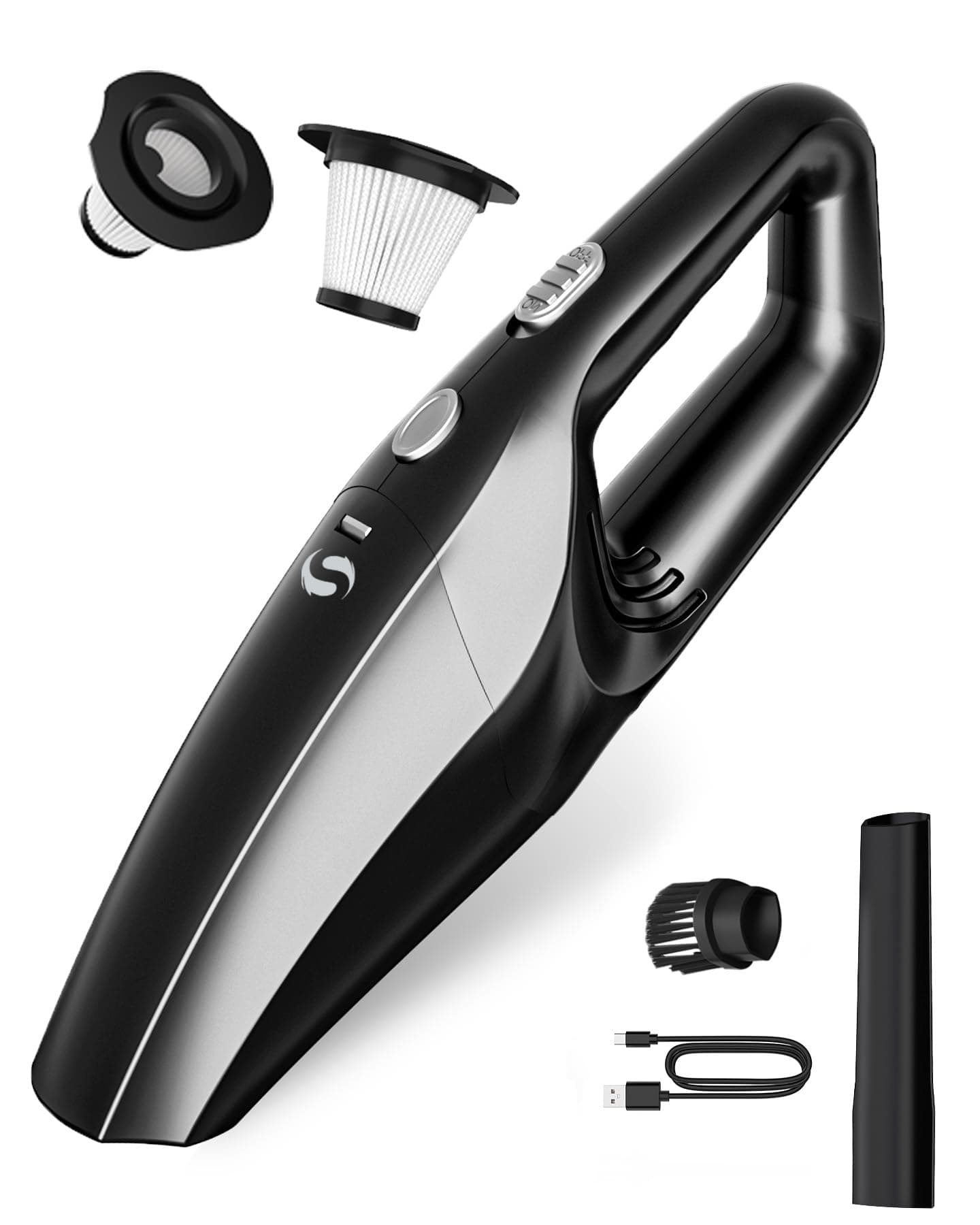 SERVOMASTER Aspirapolvere Portatile, Aspirapolvere Auto Ricaricabile, Aspirabriciole Senza Fili Potente con HEPA, Mini Aspirapolvere per Uomo e Donna, Accessori Interni Kit di Pulizia