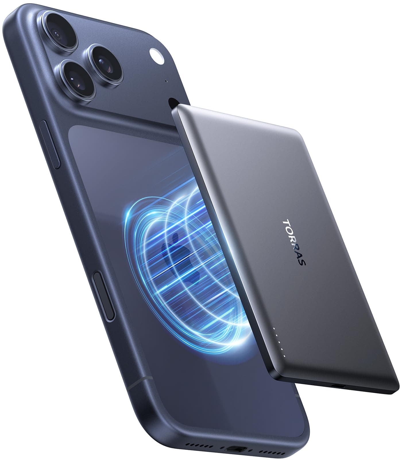 TORRAS MiniMag Ultra Slim Powerbank für Magsafe, 18W Schnellladen 5000mAh Magnetische Powerbank Klein, Wireless Externe Akkupack mit USB-C-Kabel für iPhone 17 Pro Max/Air/16/15/14/13/12, Grau Titan.