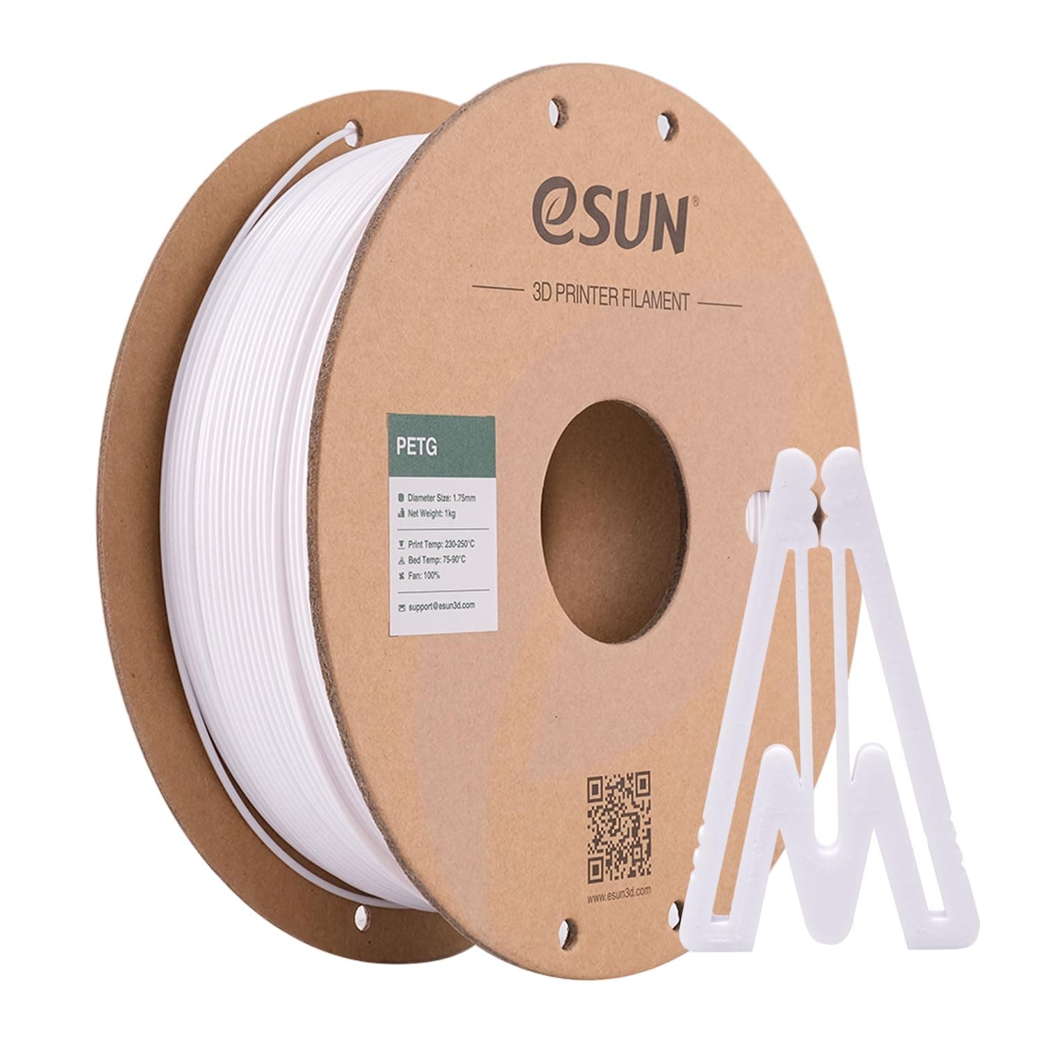 eSUN PETG Filament 1.75mm, 3D Drucker Filament PETG, Maßgenauigkeit +/- 0.05mm, 1kg Spule (2.2 LBS) 3D Druck Filament für 3D Drucker, Weiß