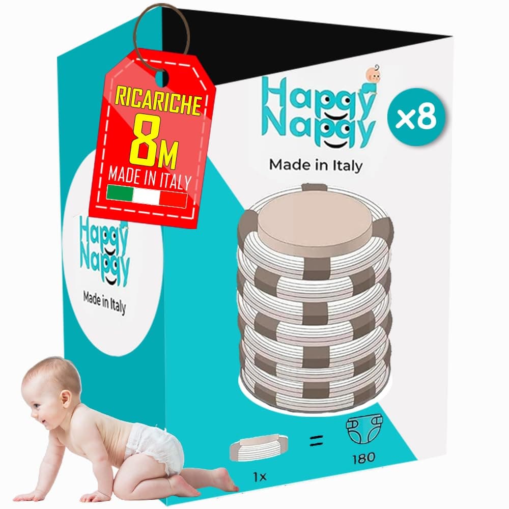 My Happy Nappy Ricariche -【Compatibili con Tommee Tippee Sangenic Tec, Simplee Sangenic e Twist & Click】- Super Ricariche XXL - Trattamento Anti-Odore EVOH Efficace a 7 Strati - Made in Italy
