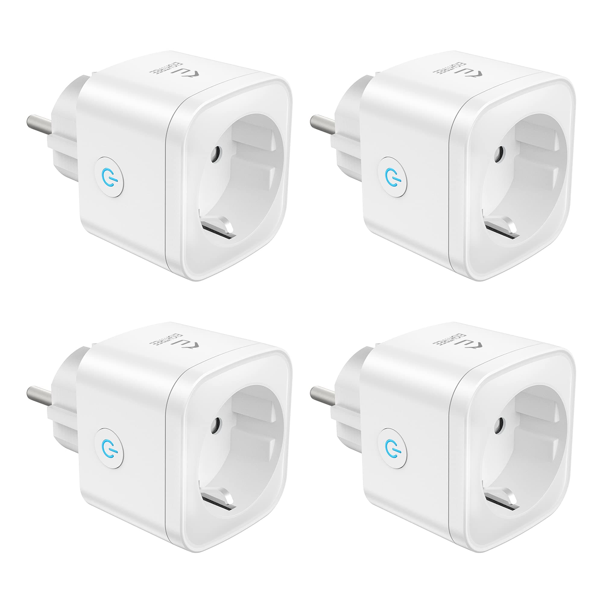 Prise Connectée WiFi (Type F), Prise Intelligente EIGHTREE, Compatible avec Alexa, Google Home, SmartThings, Suivi de la Consommation d'énergie, Contrôle de l'App Smart Life, 16A, Pack de 4