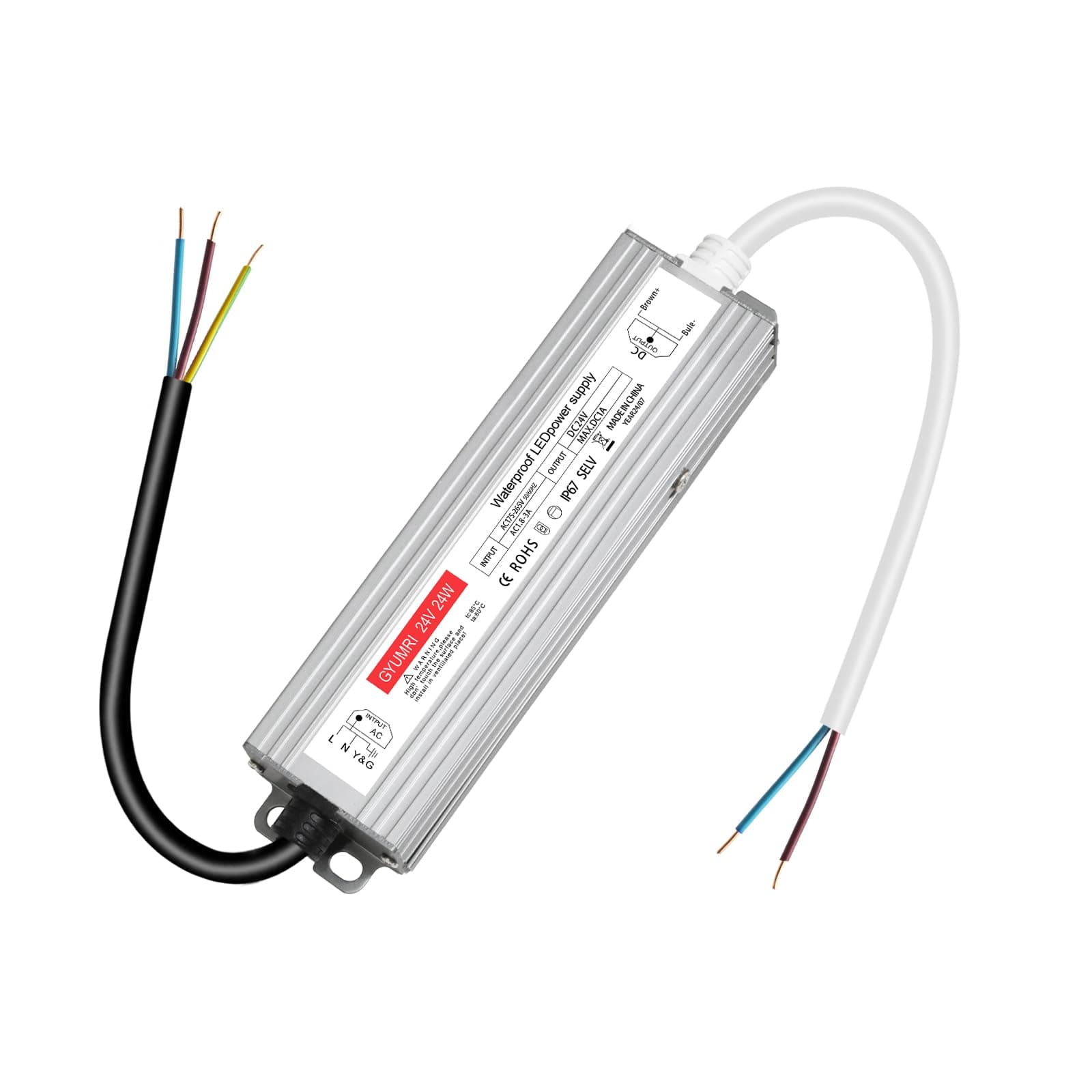 Transformateur 220V 24V LED 24W, alimentation 24v 24w 1A, led driver 24v étanche IP67, Transfo AC à DC, convertisseur 220v 24v, pour G4, GU5.3, MR11, MR16, Bande LED, Non Dimmable