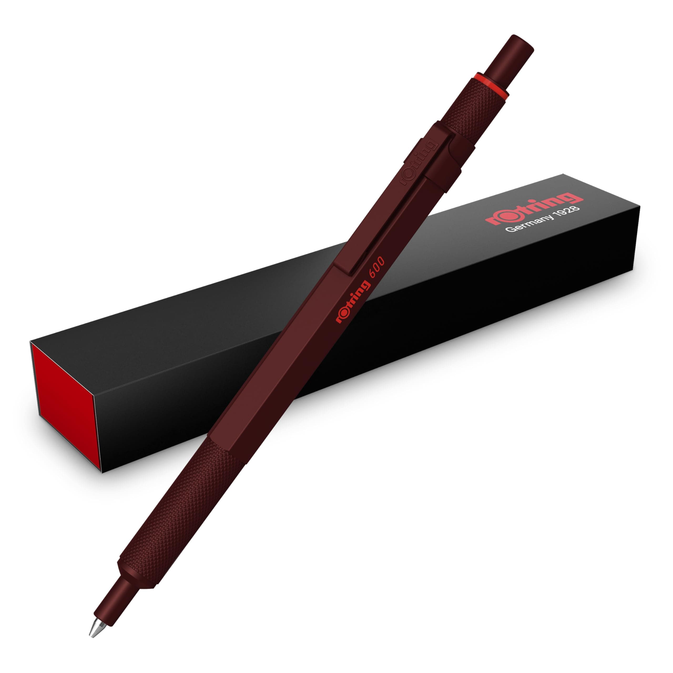 rOtring 600 Bolígrafo | Punta media | Tinta negra | Cuerpo metalizado completo | Trufa chocolate | Agarre estriado antideslizante y cuerpo hexagonal | Recargable
