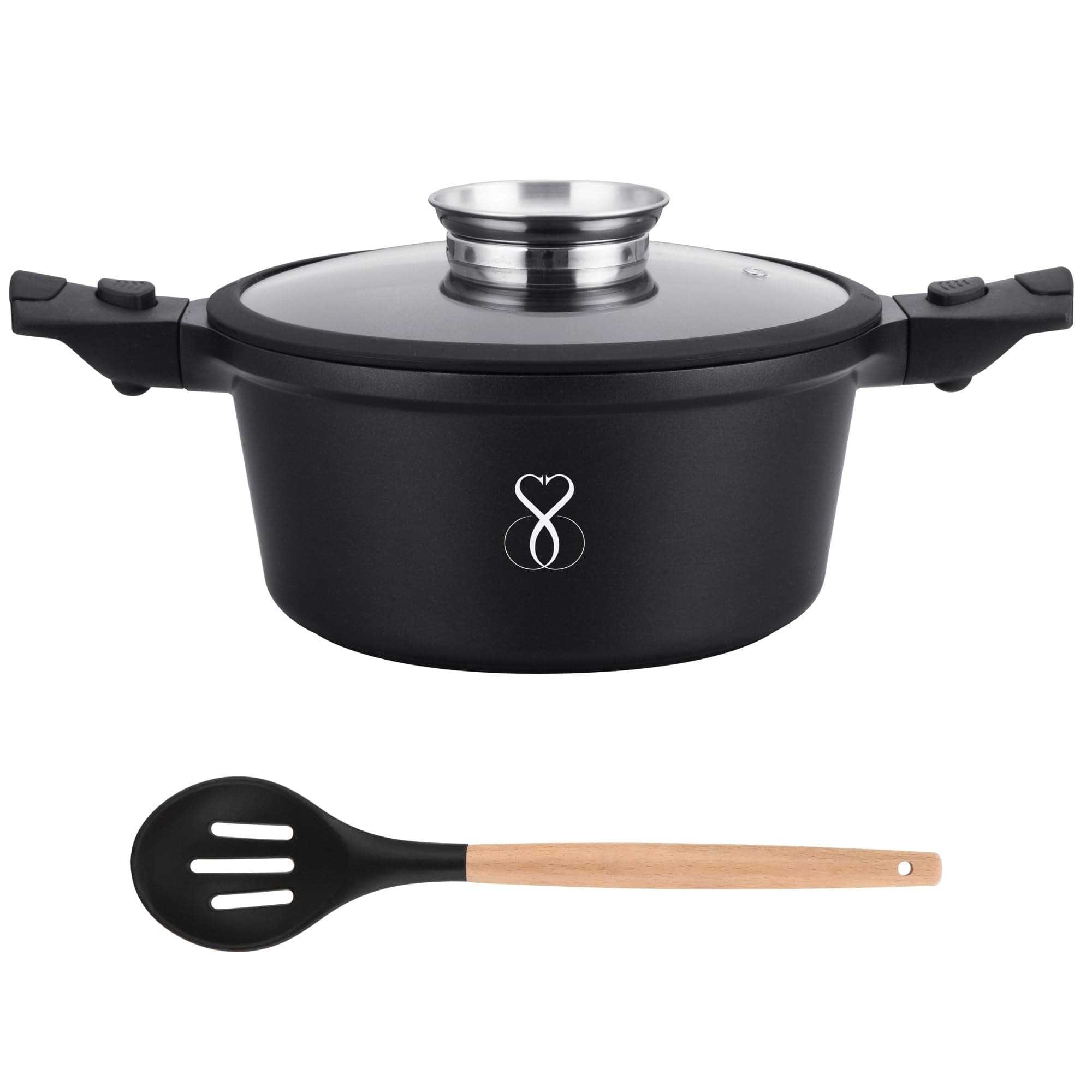 Stone&Stone Pentola 28cm professionale estremamente antiaderente con tecnologia tedesca fondo in acciaio casseruola cuoci pasta pentole anche per gas/forno e induzione sana priva di pfoa